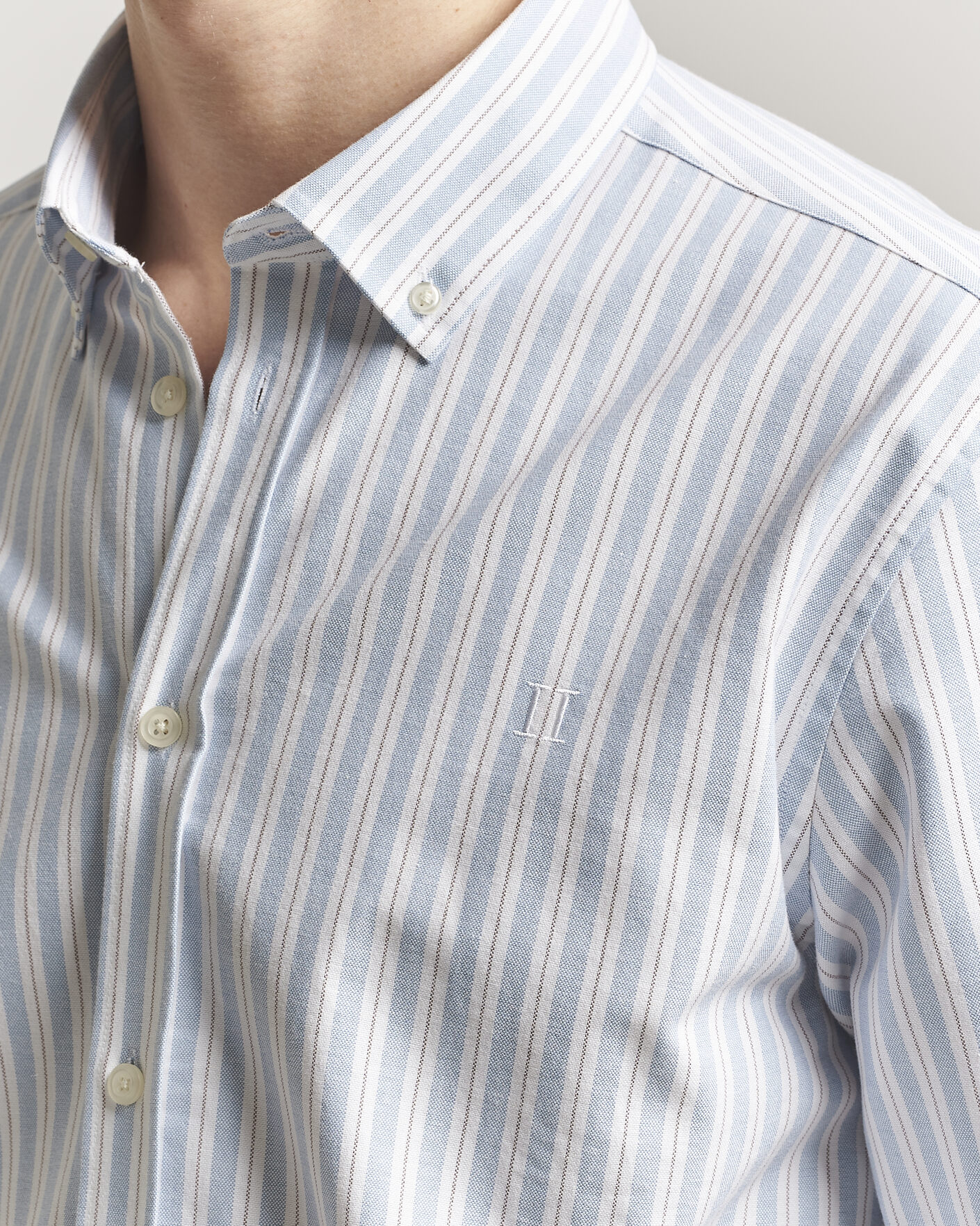 Homme | Chemises | LES DEUX | Konrad Striped Oxford Shirt Allure Blue