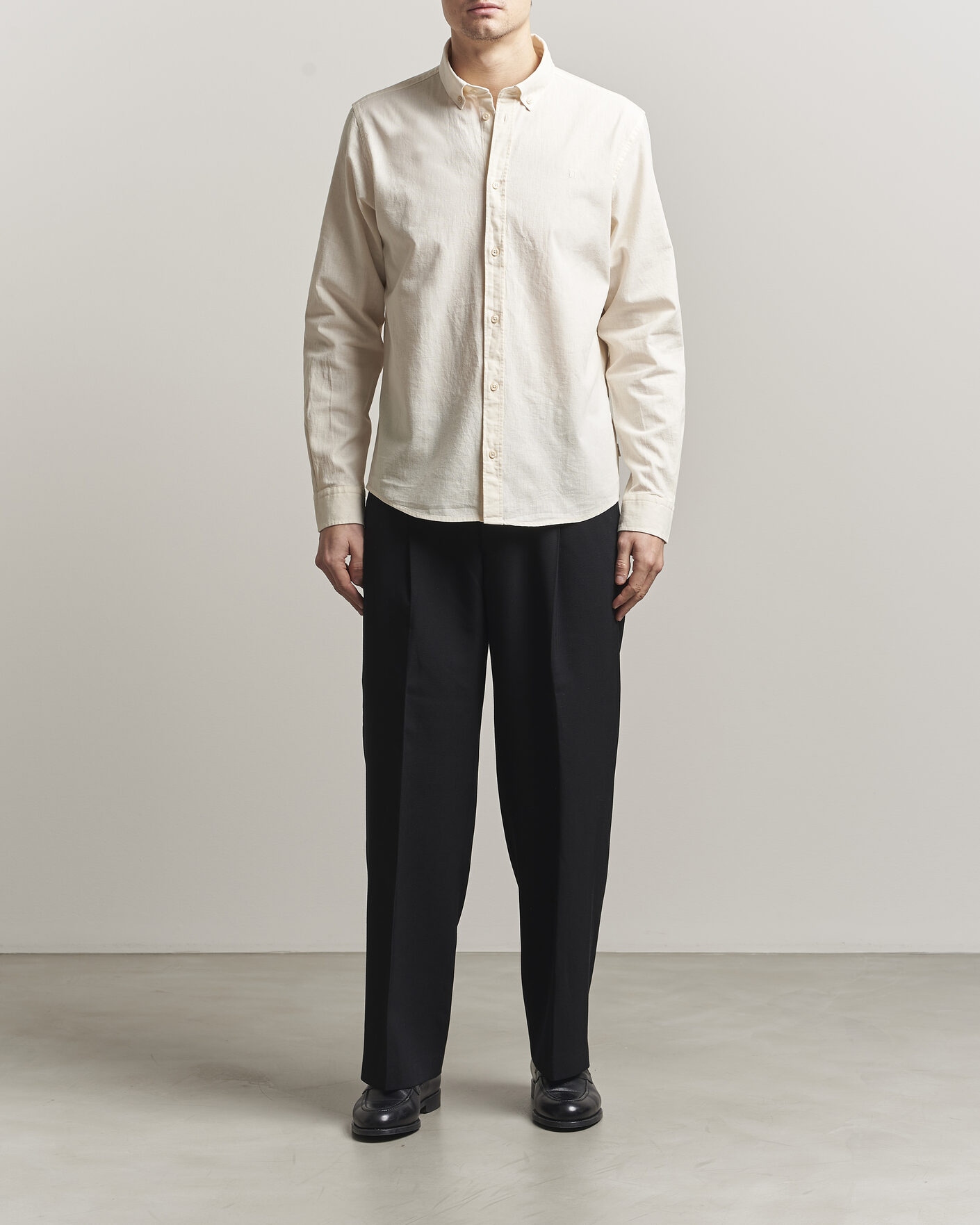 Homme | Chemises | LES DEUX | Konrad Cotton/Linen Shirt Eggnog White