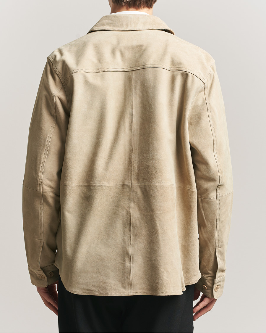 Homme | Chemises | LES DEUX | Bertram Suede Overshirt Light Sand