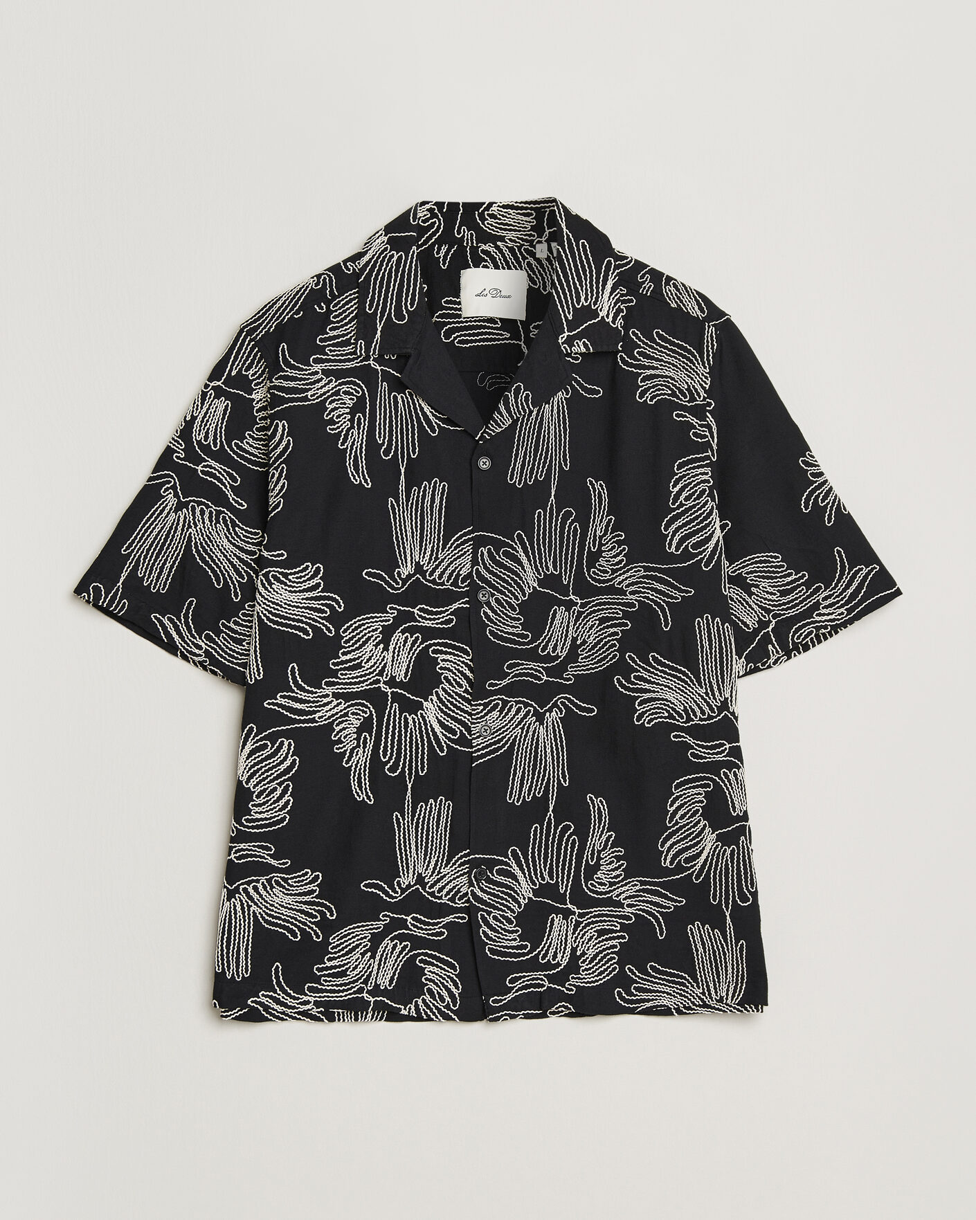 Homme | Chemises | LES DEUX | Liam AOE Flower Short Sleeve Shirt Black