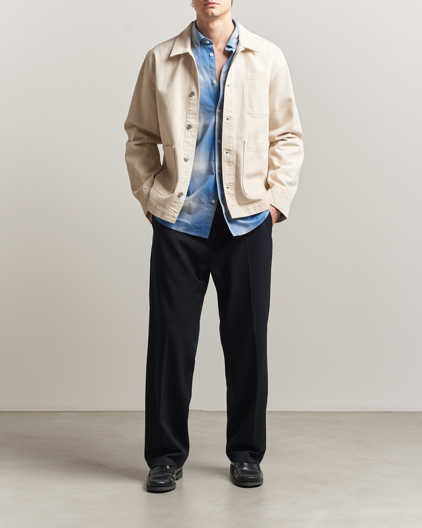 Homme | Chemises | LES DEUX | Layton Denim Overshirt Ivory