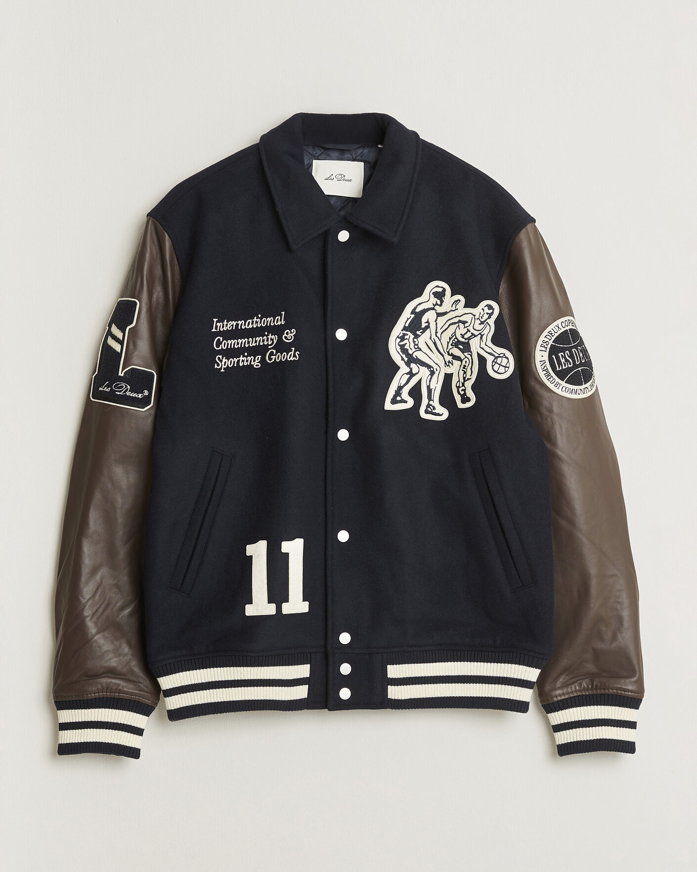 Homme | Manteaux Et Vestes | LES DEUX | Basket Varsity Wool Jacket Dark Navy
