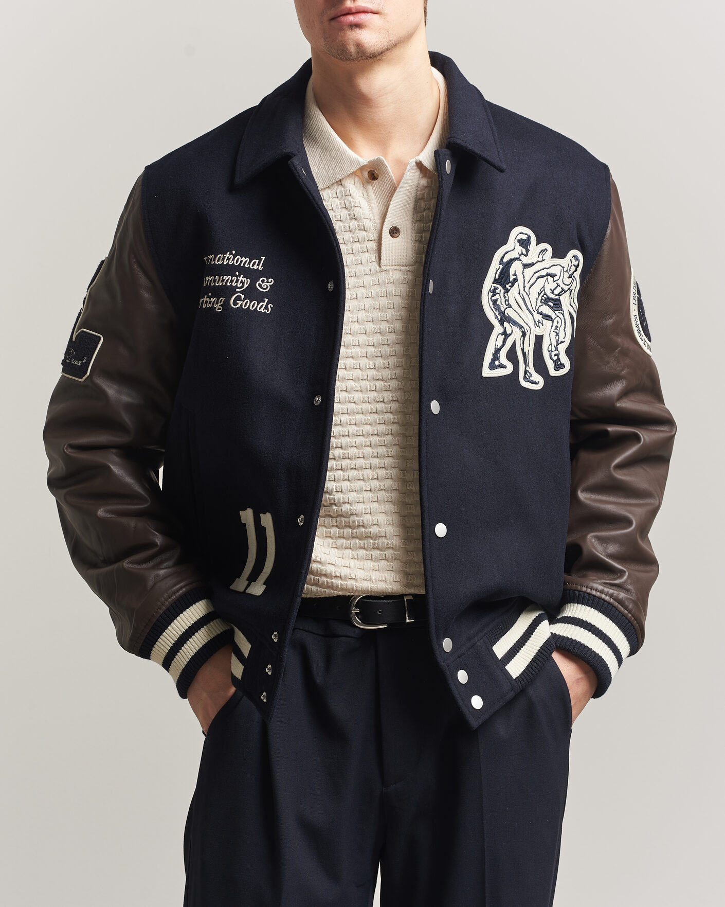 Homme | Manteaux Et Vestes | LES DEUX | Basket Varsity Wool Jacket Dark Navy
