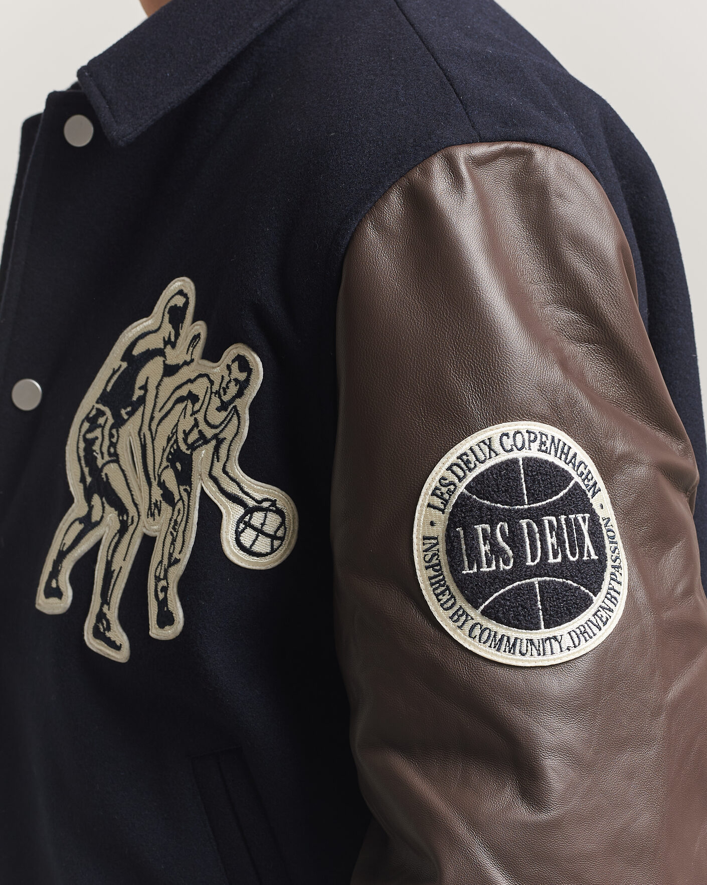 Homme | Manteaux Et Vestes | LES DEUX | Basket Varsity Wool Jacket Dark Navy