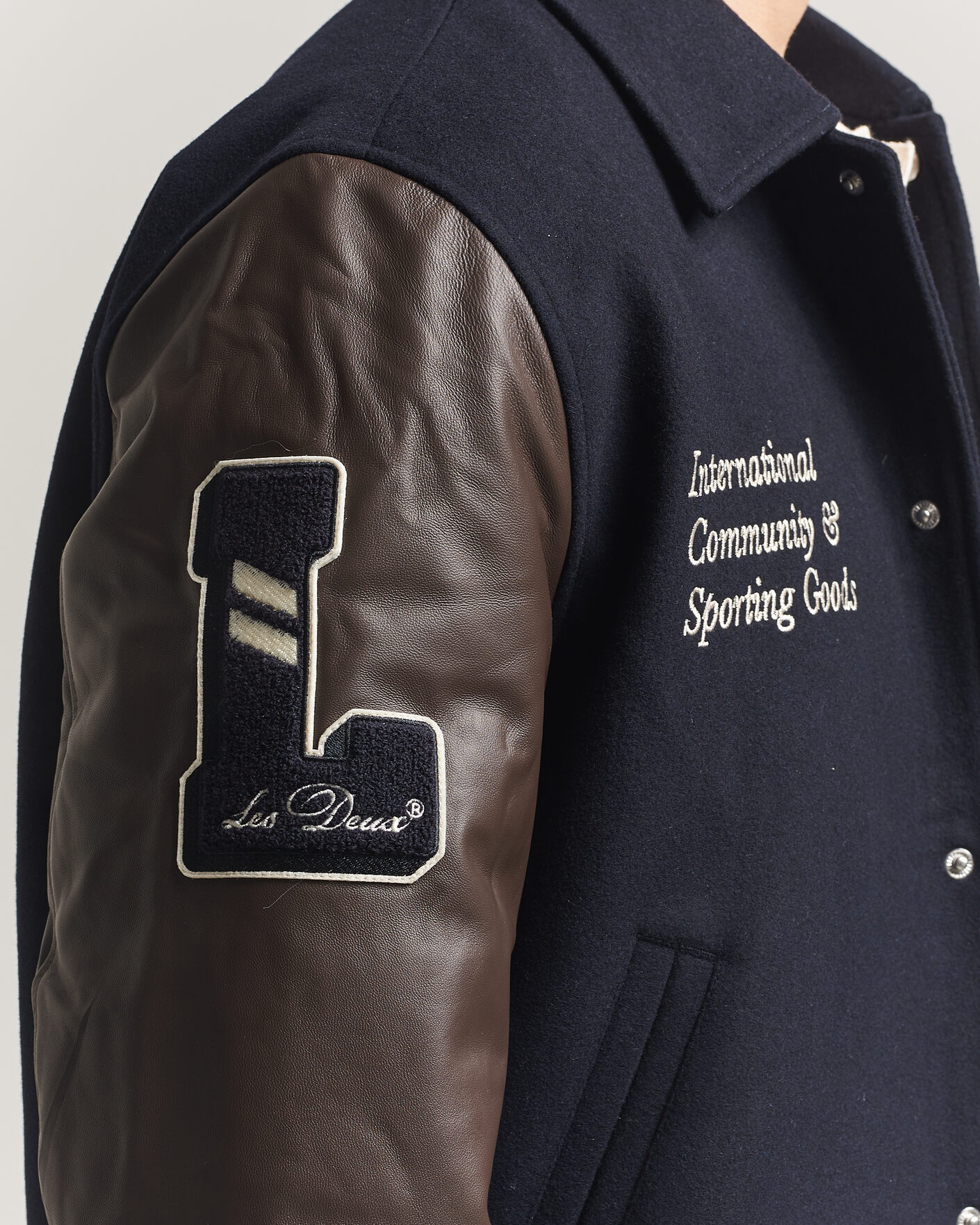 Homme | Manteaux Et Vestes | LES DEUX | Basket Varsity Wool Jacket Dark Navy