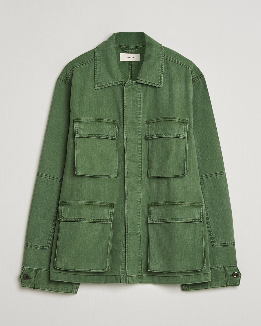 Homme | Manteaux Et Vestes | Jeanerica | Luc Herringbone Shirt Jacket Chevron Green