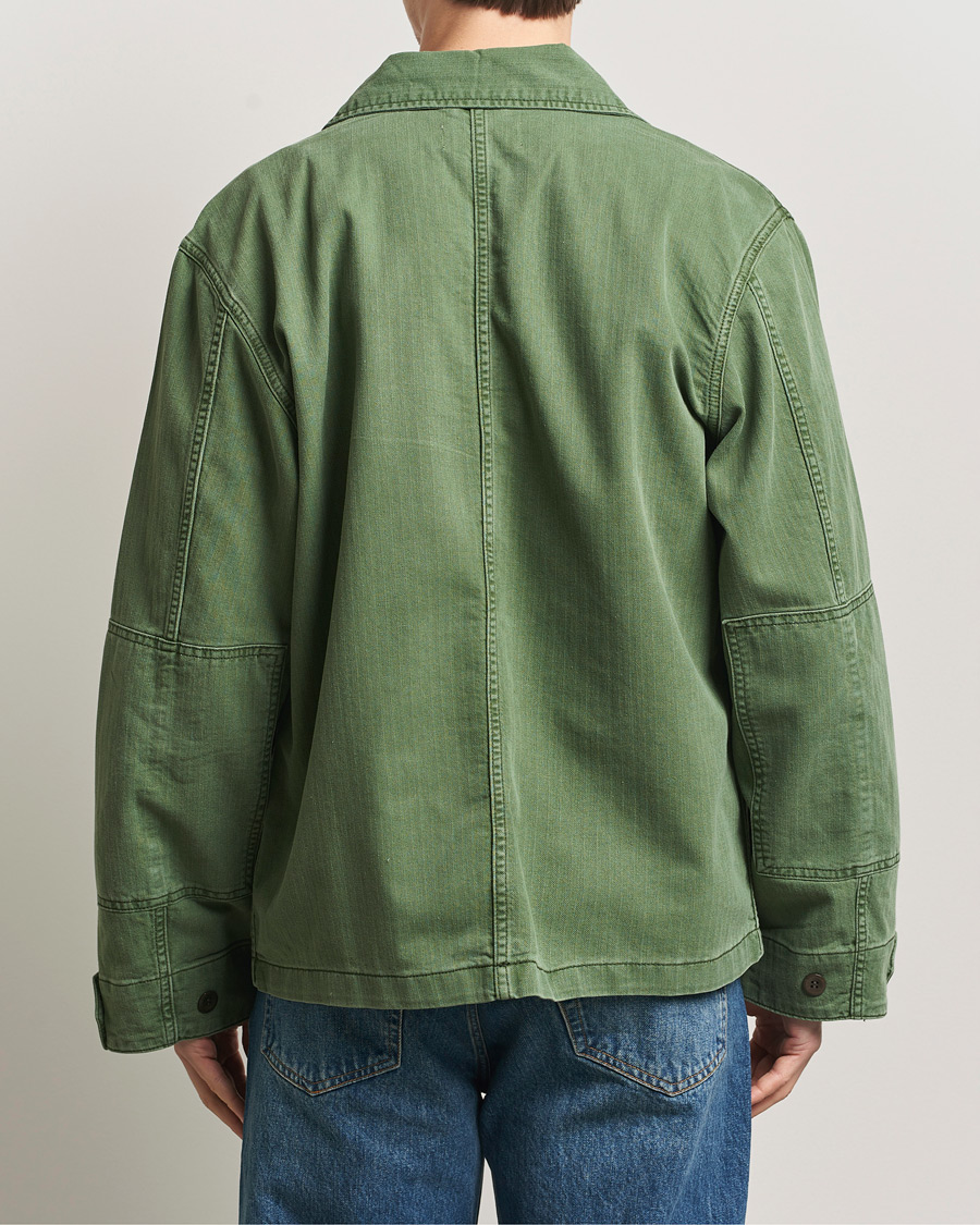 Homme | Manteaux Et Vestes | Jeanerica | Luc Herringbone Shirt Jacket Chevron Green