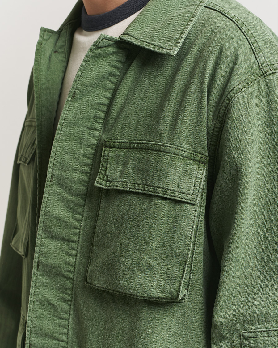 Homme | Manteaux Et Vestes | Jeanerica | Luc Herringbone Shirt Jacket Chevron Green