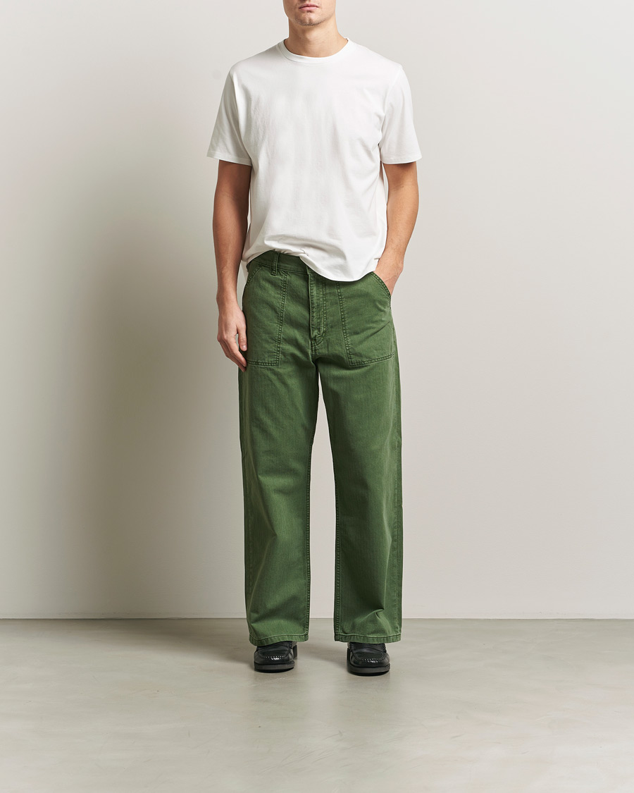 Homme | Pantalons | Jeanerica | Genua Herringbone Worker Chino Chevron Green