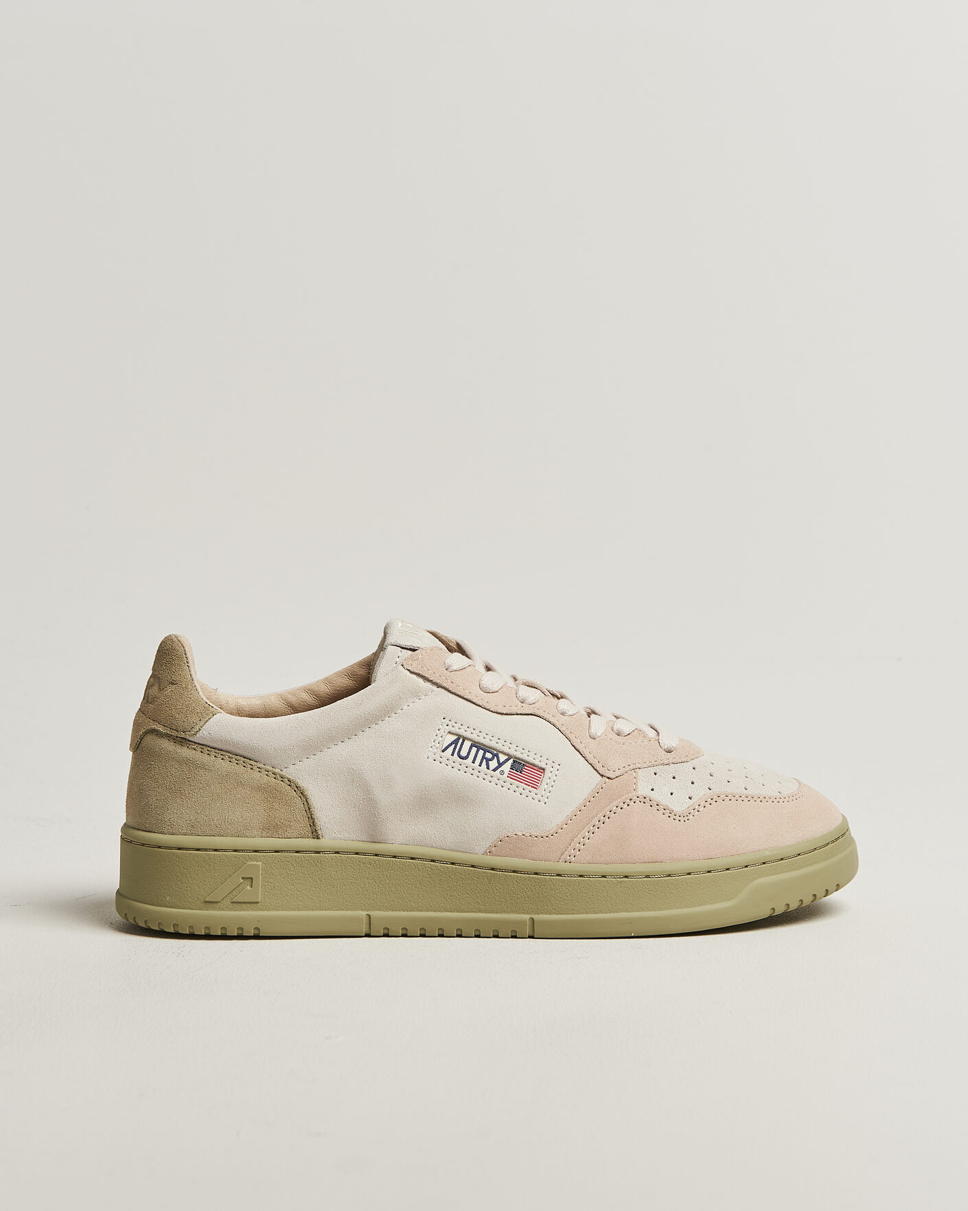 Homme | Baskets | Autry | Medalist Low Suede Mix Sneaker Green/White/Sand