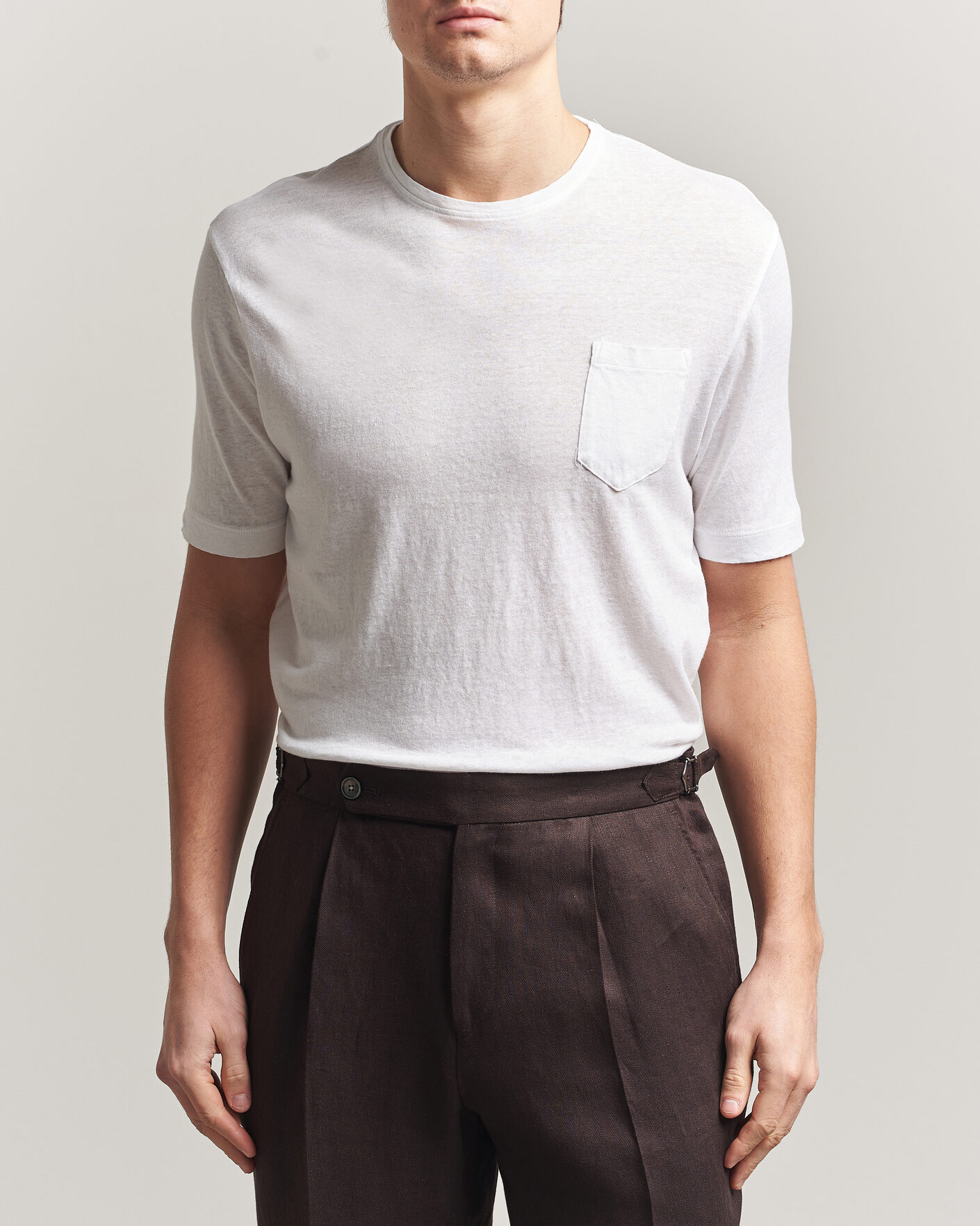 Homme | T-shirts | Massimo Alba | Panarea Cotton/Linen T-Shirt White