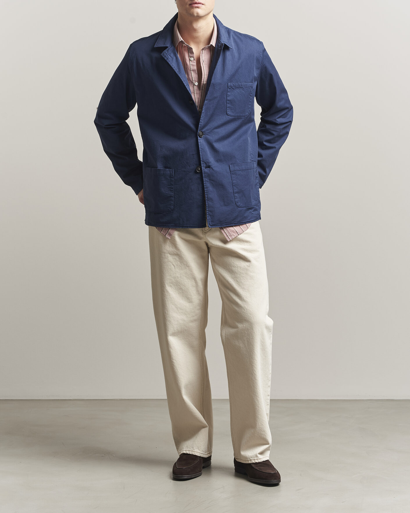 Homme | Manteaux Et Vestes | Massimo Alba | Florida Cotton Shirt Jacket Midnight Blue