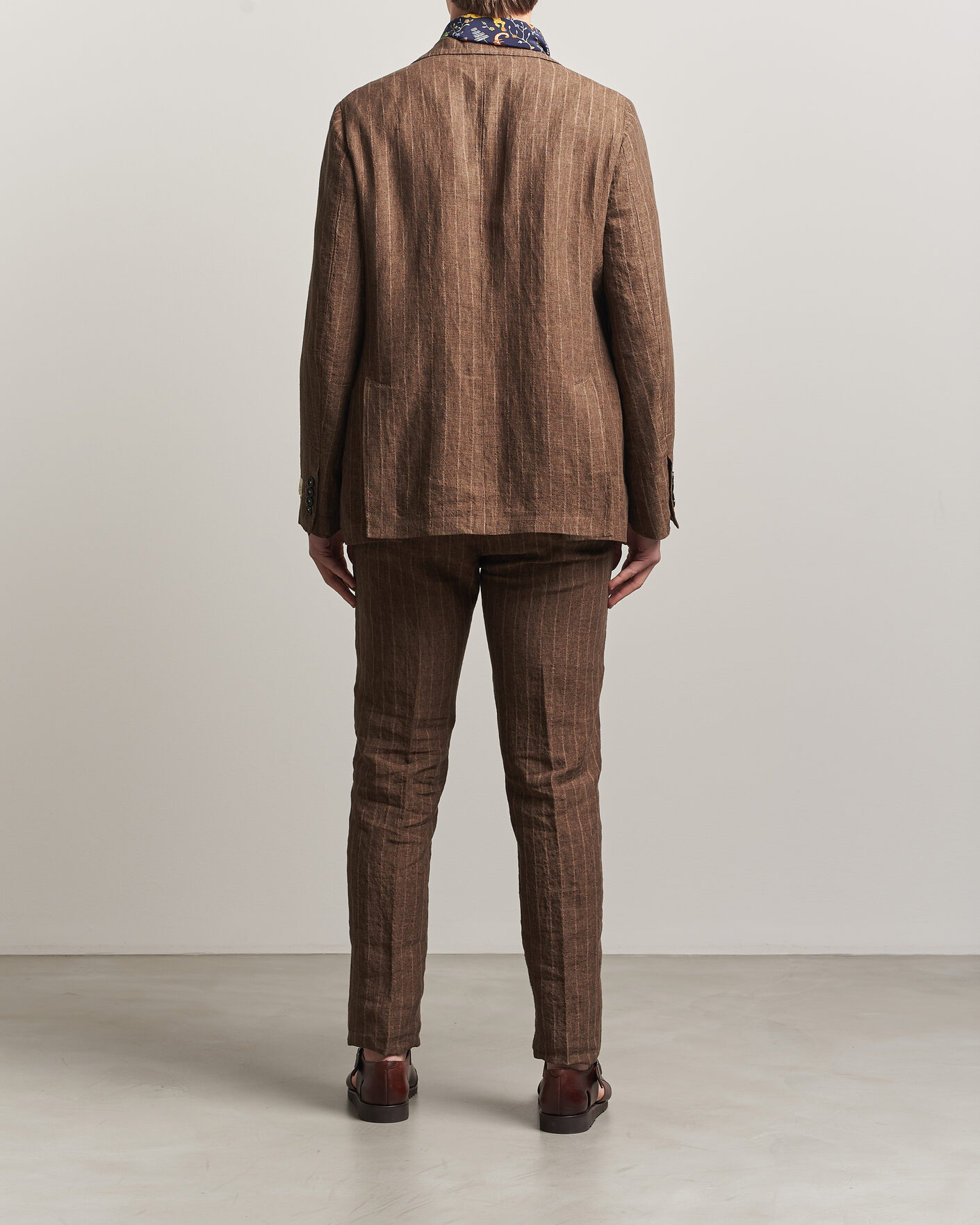 Homme | Costumes | Massimo Alba | Sloop Linen Suit Brown Pinstripe