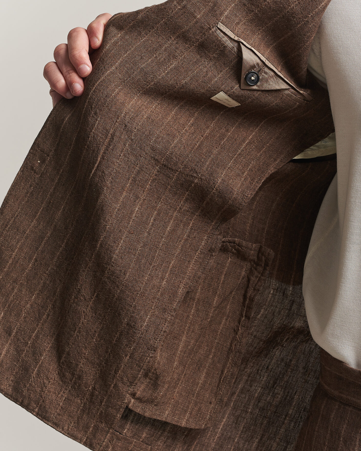 Homme | Costumes | Massimo Alba | Sloop Linen Suit Brown Pinstripe