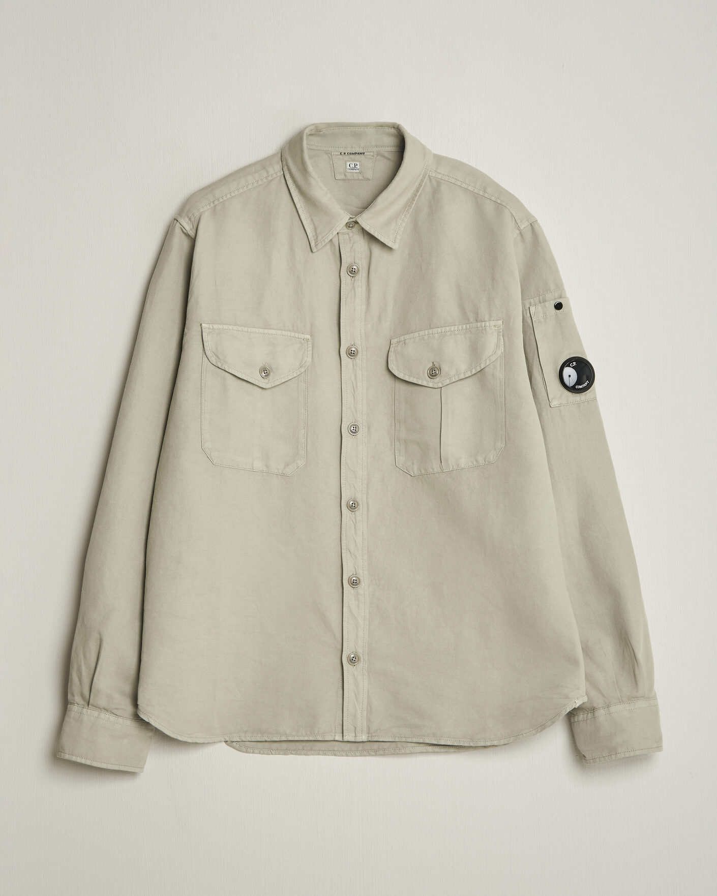 Homme | Chemises | C.P. Company | Cotton/Linen Pocket Shirt Light Grey
