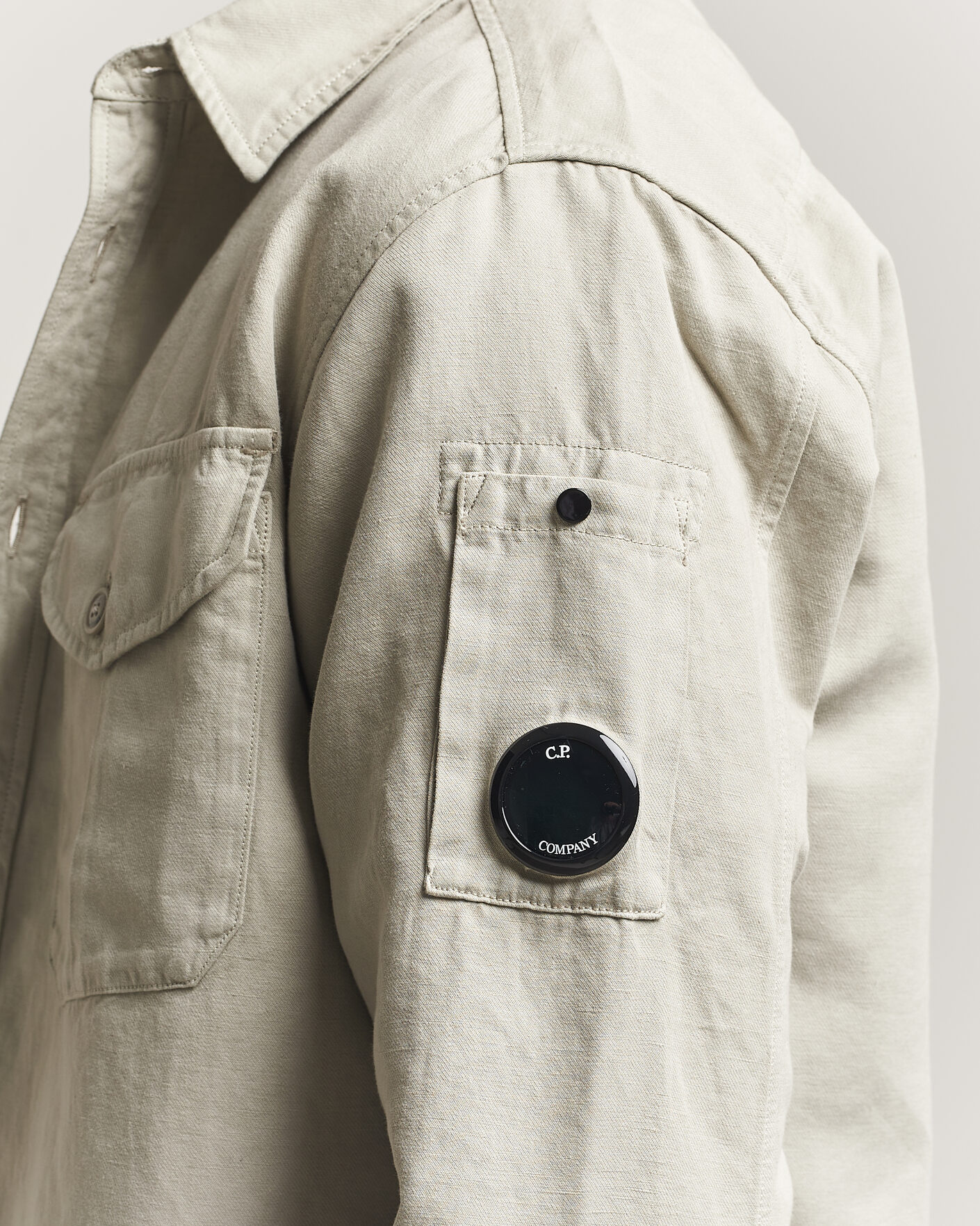 Homme | Chemises | C.P. Company | Cotton/Linen Pocket Shirt Light Grey