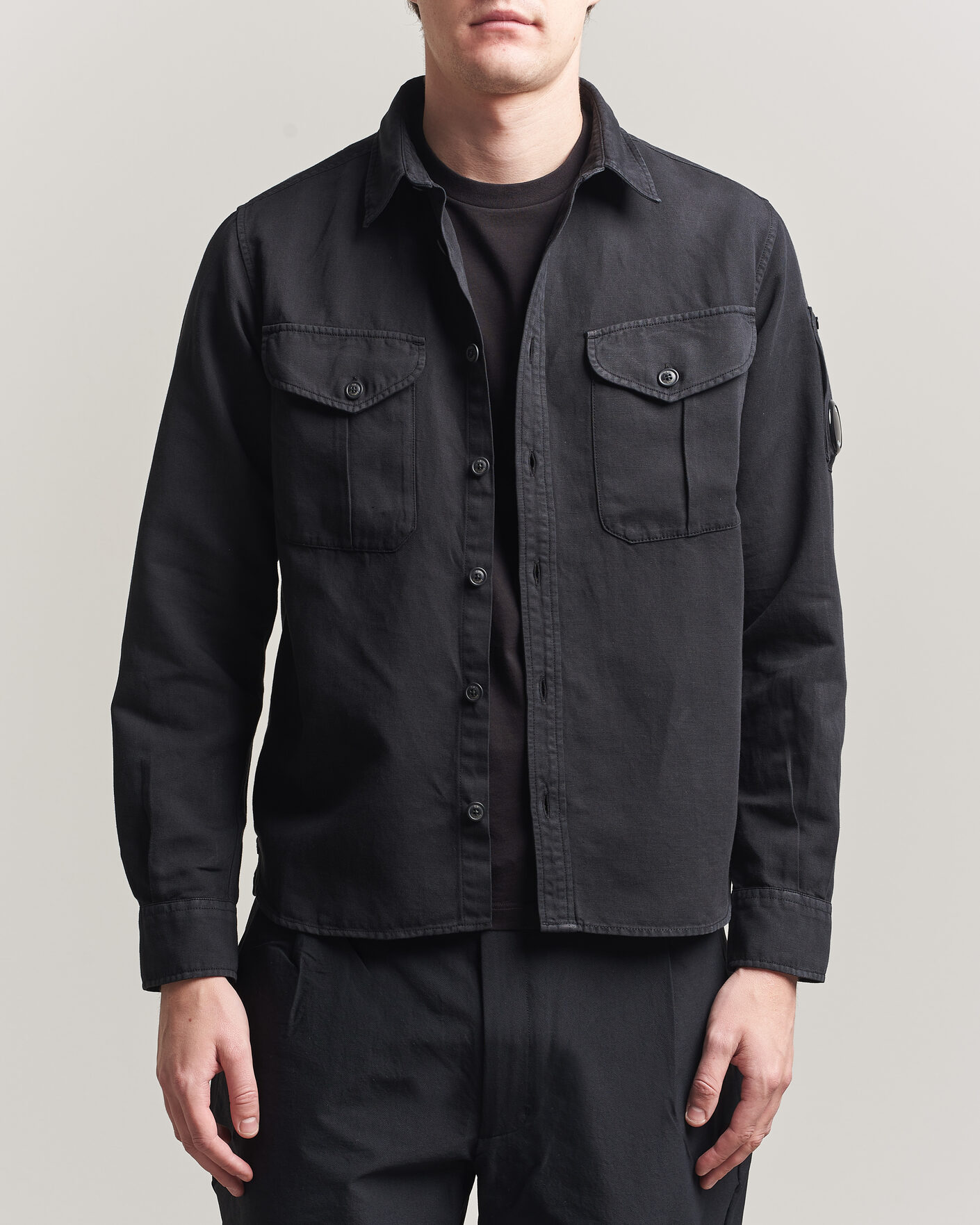 Homme | Chemises | C.P. Company | Cotton/Linen Pocket Shirt Black
