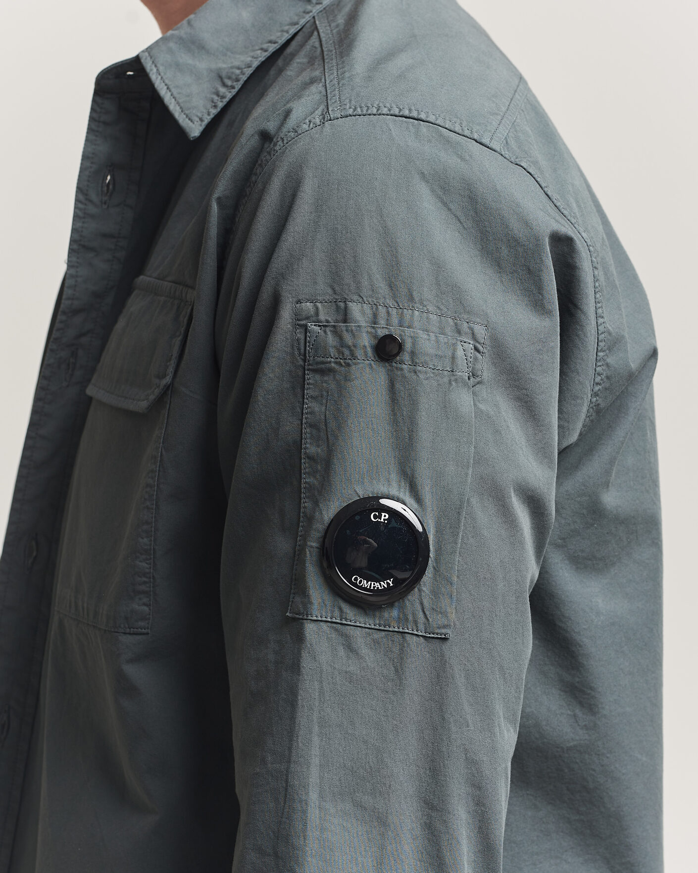 Homme | Chemises | C.P. Company | Organic Gabardine Pocket Shirt Dark Grey