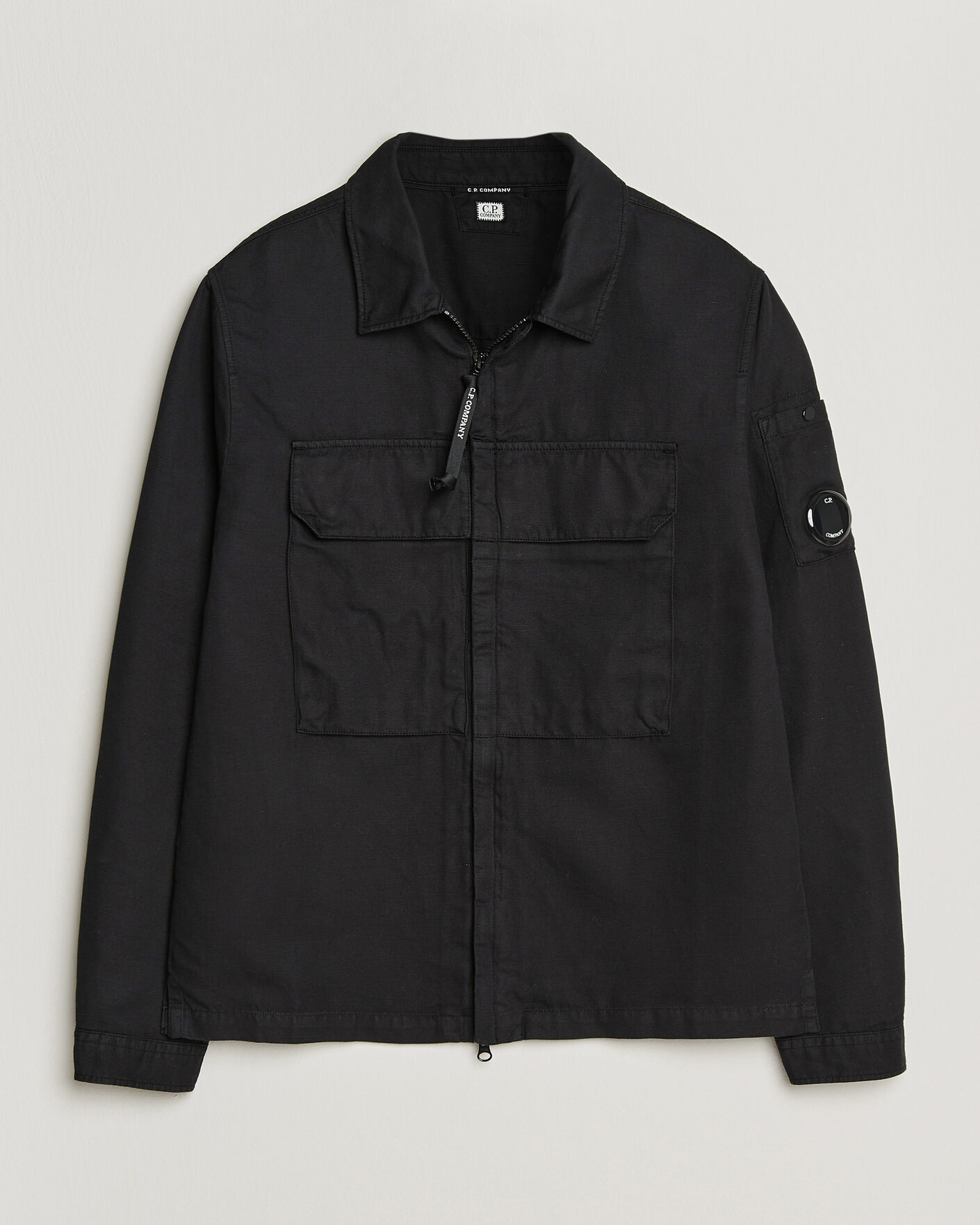 Homme | Chemises | C.P. Company | Cotton/Linen Zip Overshirt Black