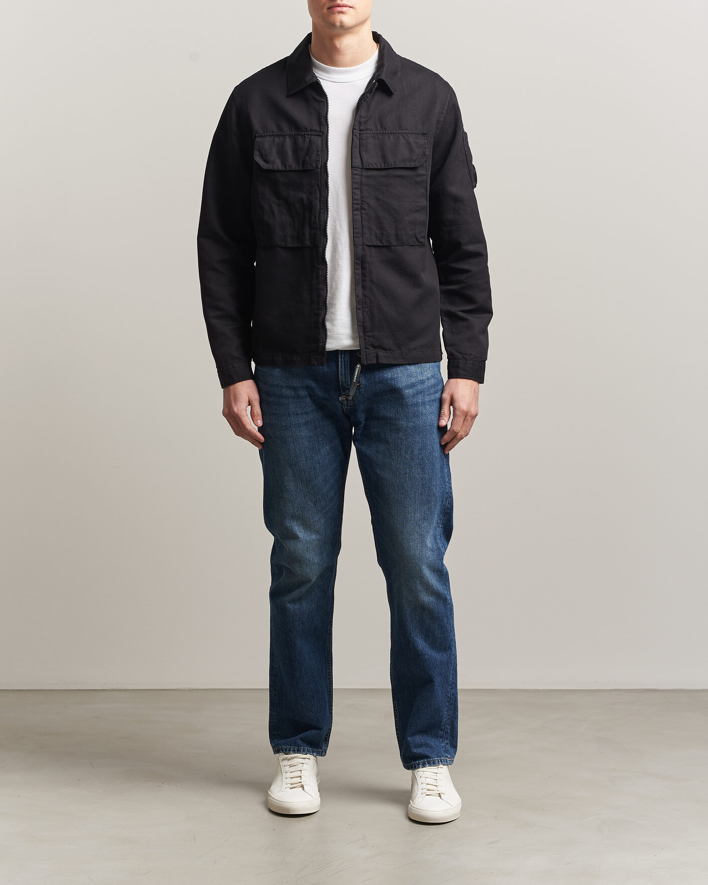 Homme | Chemises | C.P. Company | Cotton/Linen Zip Overshirt Black