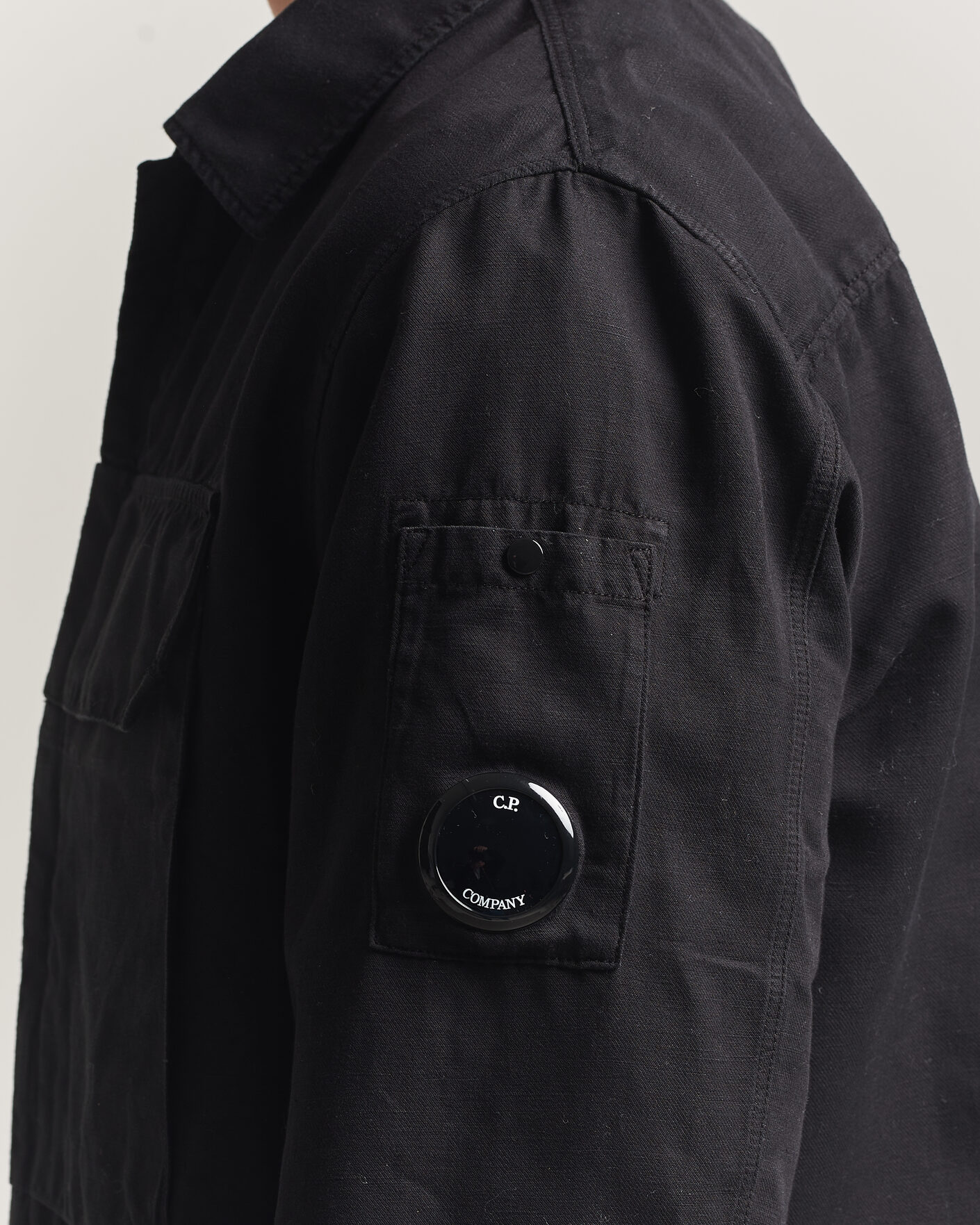 Homme | Chemises | C.P. Company | Cotton/Linen Zip Overshirt Black