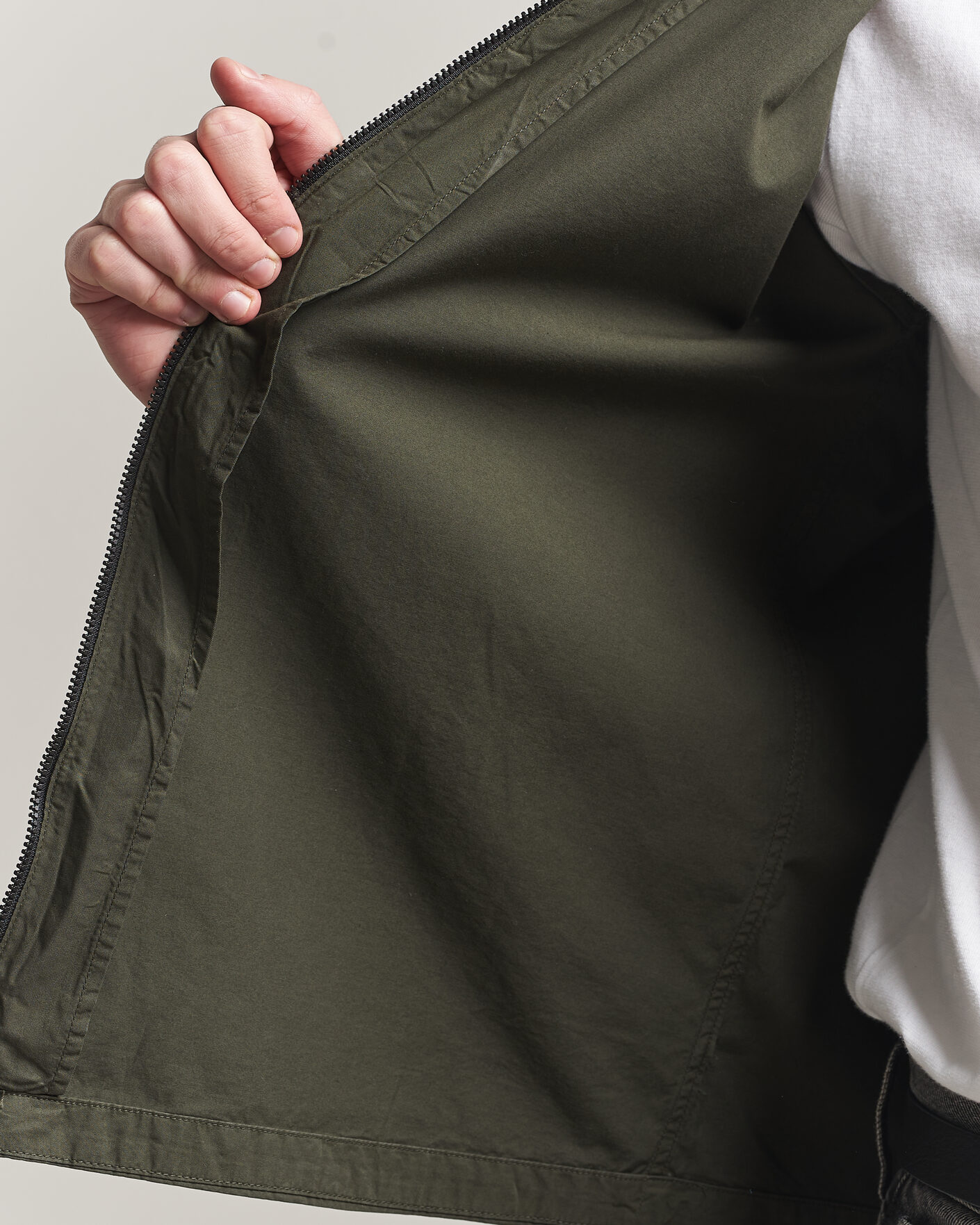 Homme | Chemises | C.P. Company | Garment Dyed Gabardine Zip Overshirt Dark Green