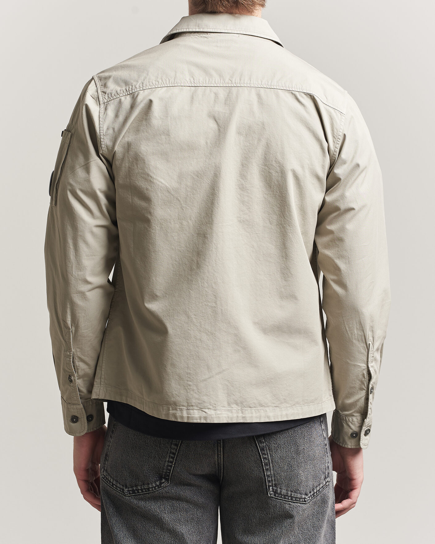 Homme | Chemises | C.P. Company | Garment Dyed Gabardine Zip Overshirt Light Grey