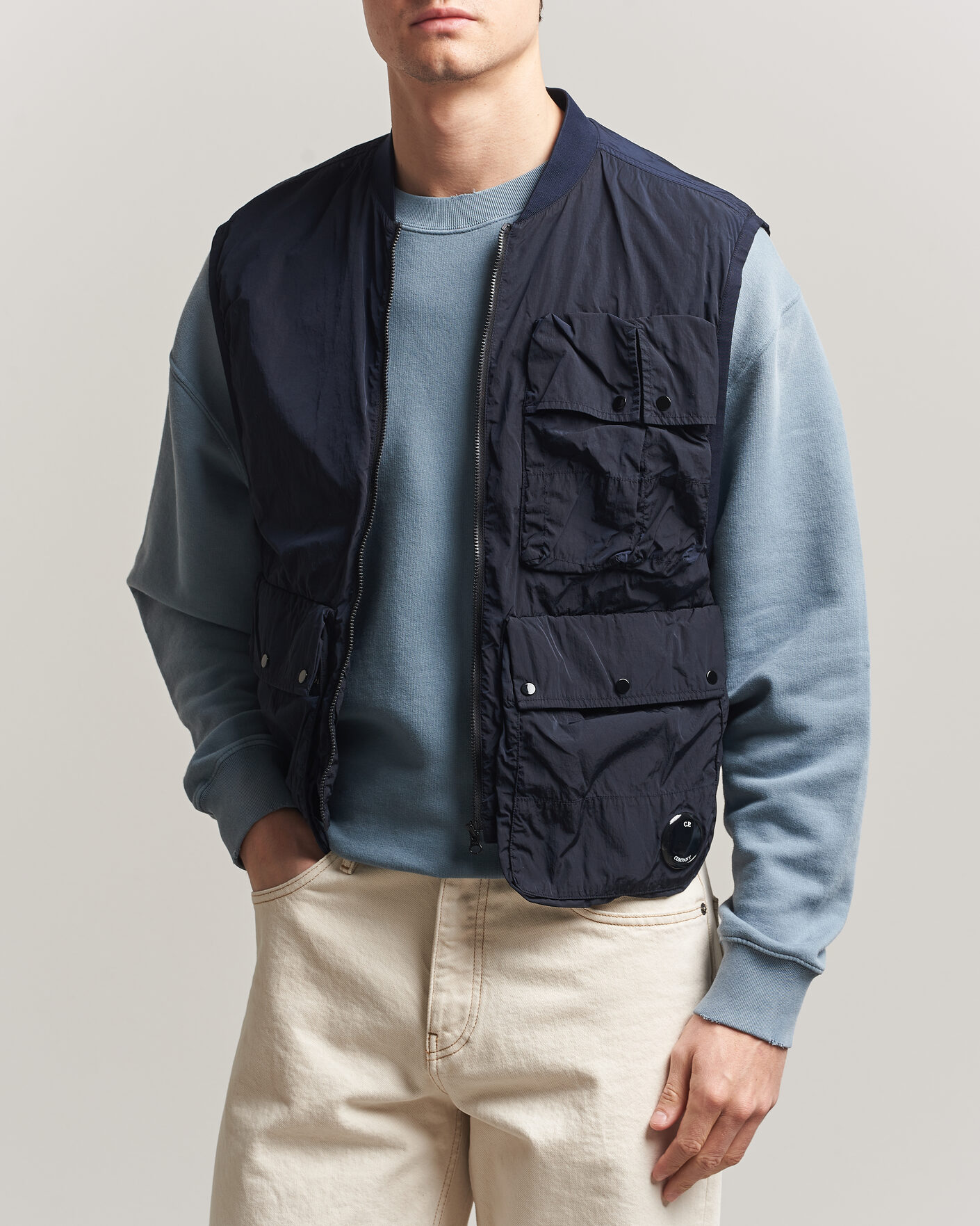 Homme | Pulls Et Tricots | C.P. Company | Cotton Mix 2 in 1 Knitted Sweater Navy