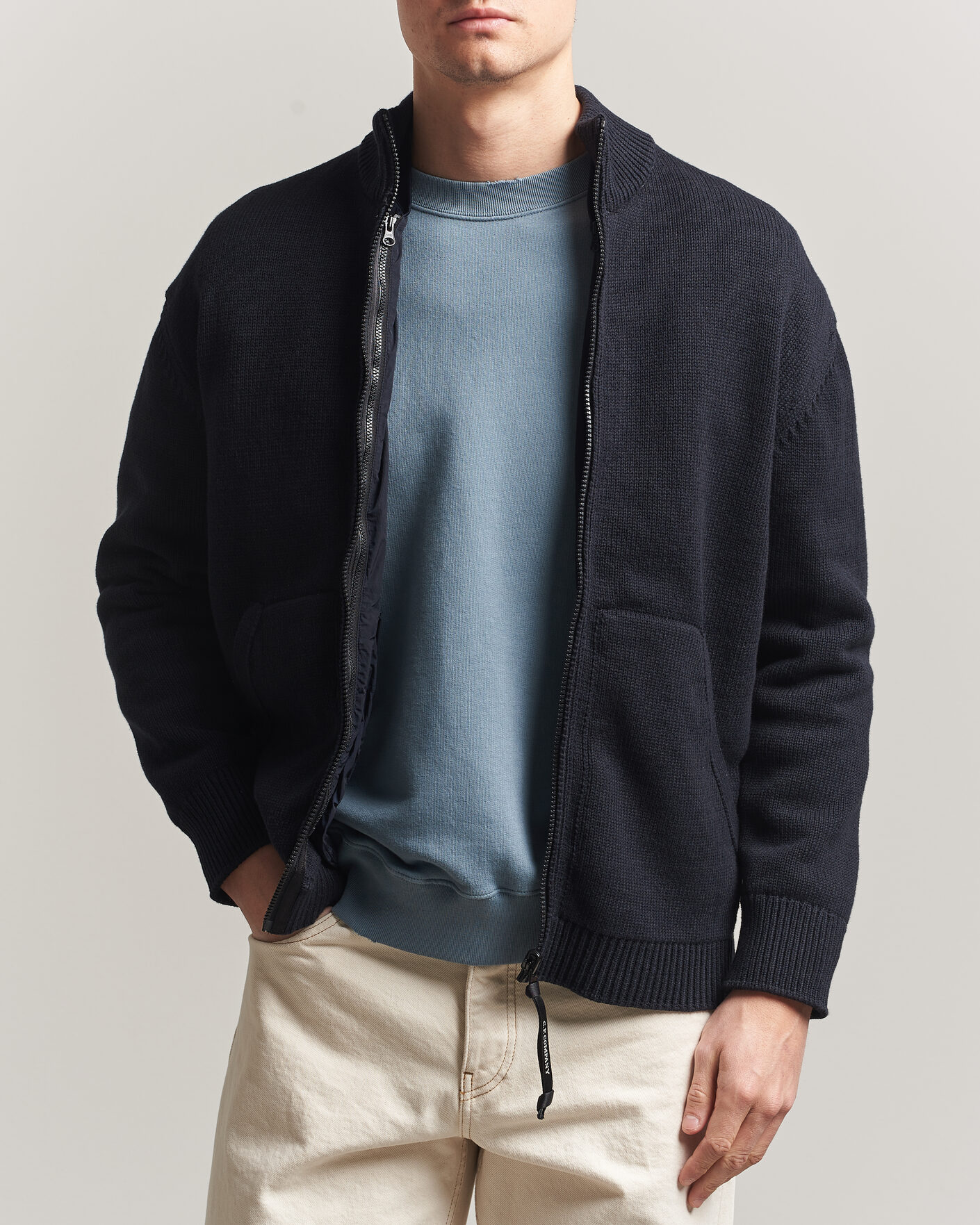 Homme | Pulls Et Tricots | C.P. Company | Cotton Mix 2 in 1 Knitted Sweater Navy