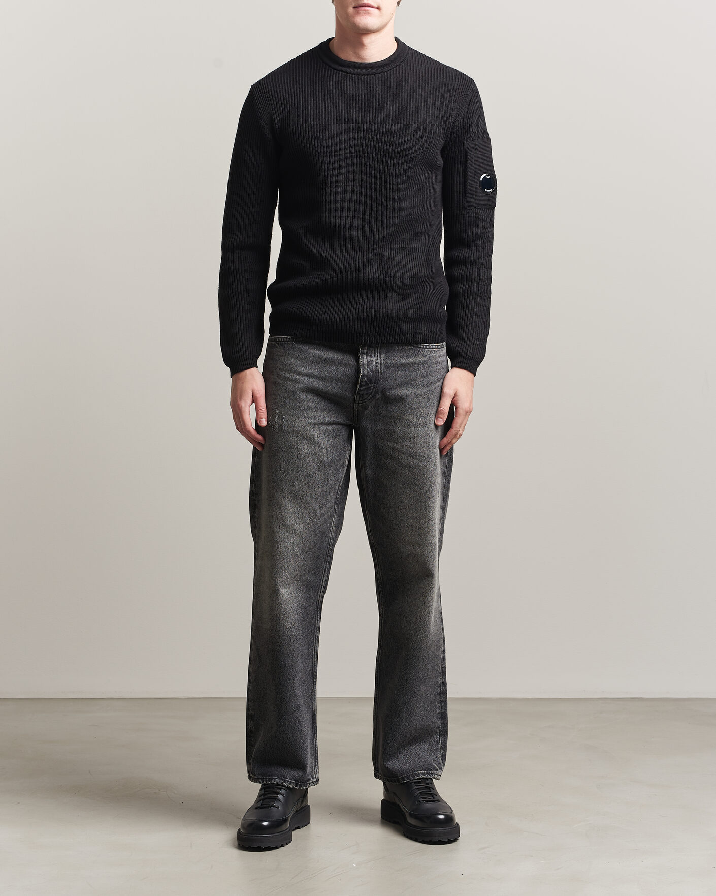 Homme | Pulls Et Tricots | C.P. Company | Sea Island Knitted Cotton Crewneck Black