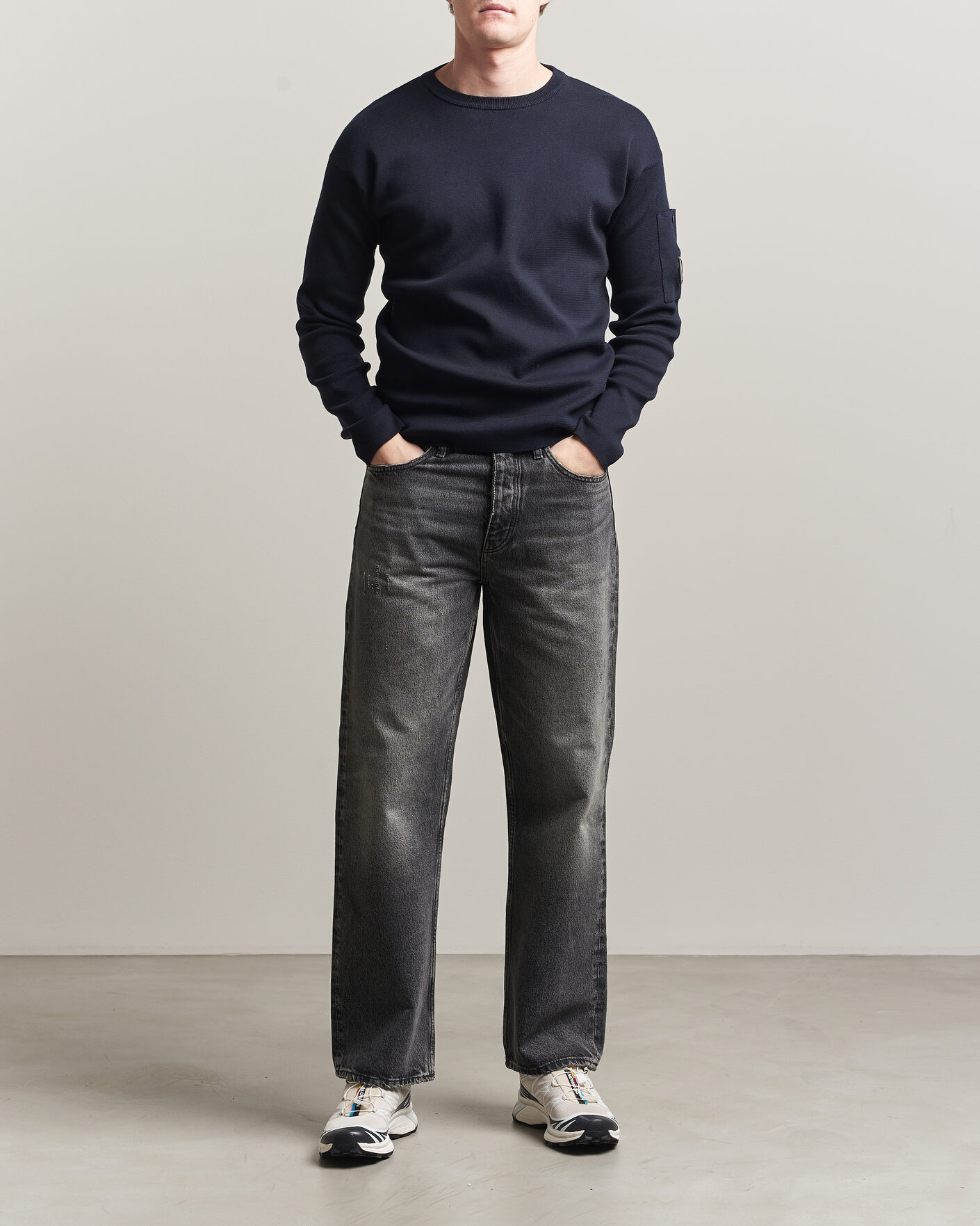 Homme | Pulls Et Tricots | C.P. Company | Sea Island Fine Knit Cotton Lens Crewneck Navy