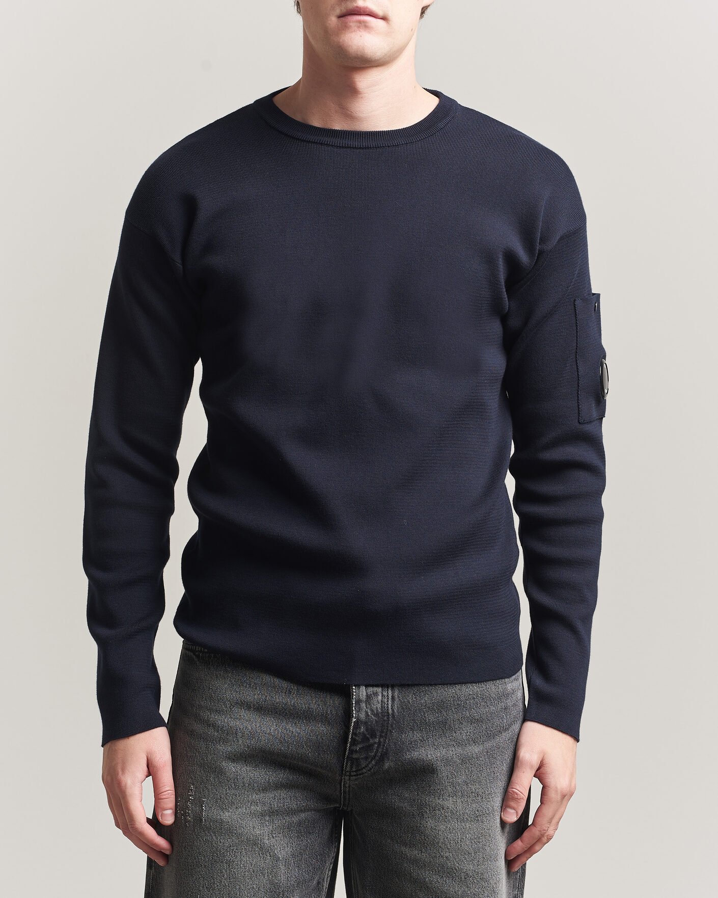 Homme | Pulls Et Tricots | C.P. Company | Sea Island Fine Knit Cotton Lens Crewneck Navy