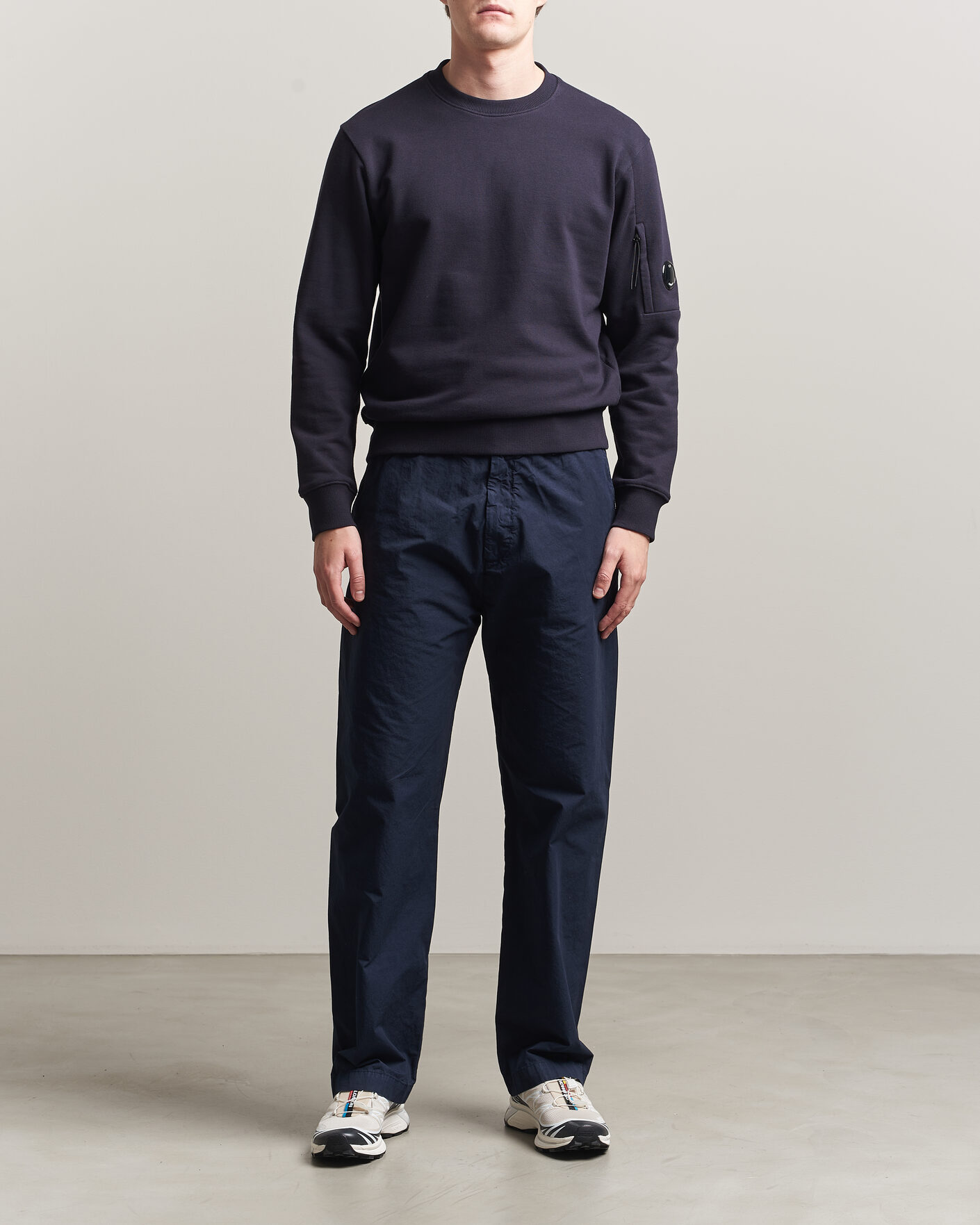 Homme | Pulls Et Tricots | C.P. Company | Diagonal Raised Fleece Lens Sweatshirt Navy