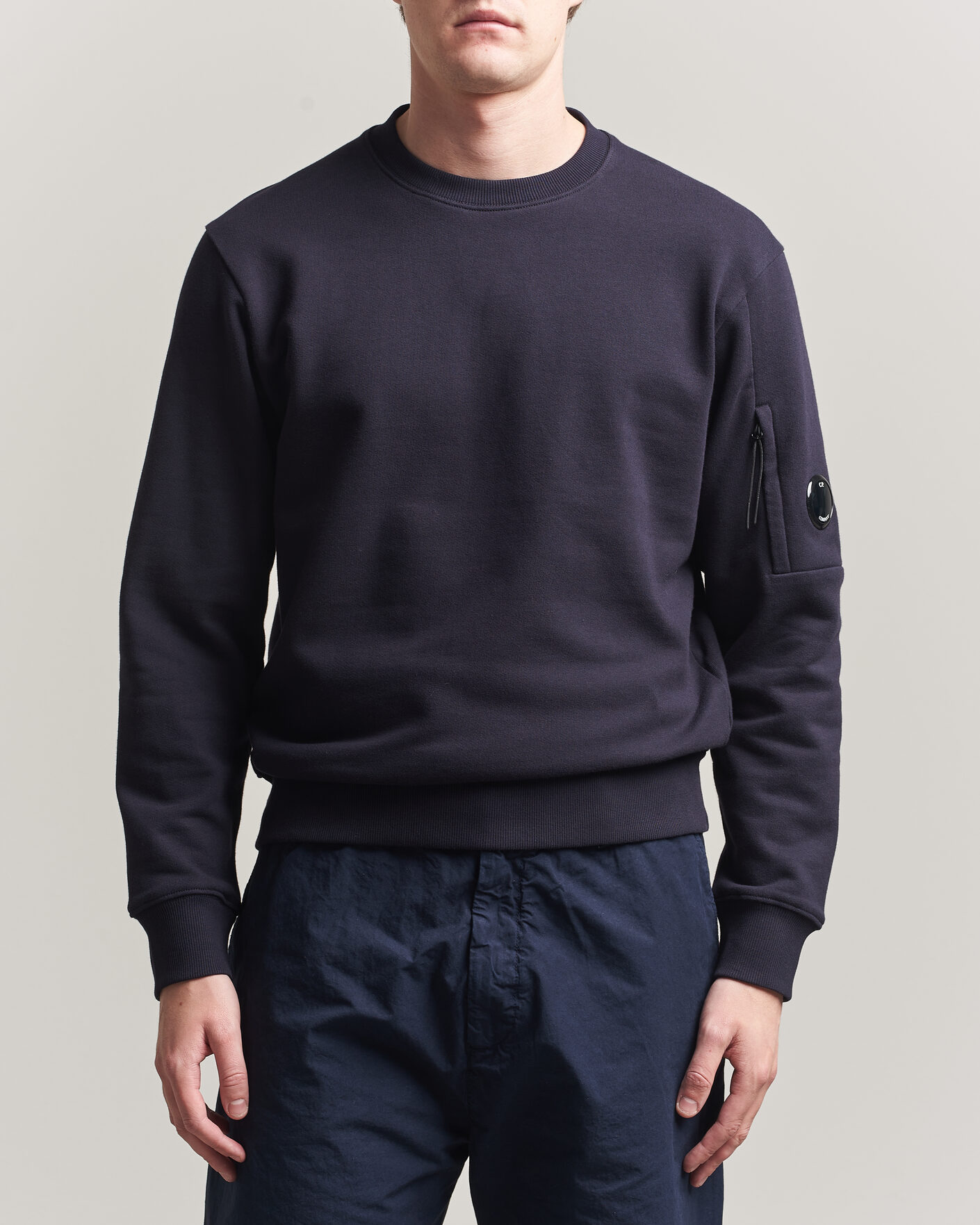 Homme | Pulls Et Tricots | C.P. Company | Diagonal Raised Fleece Lens Sweatshirt Navy