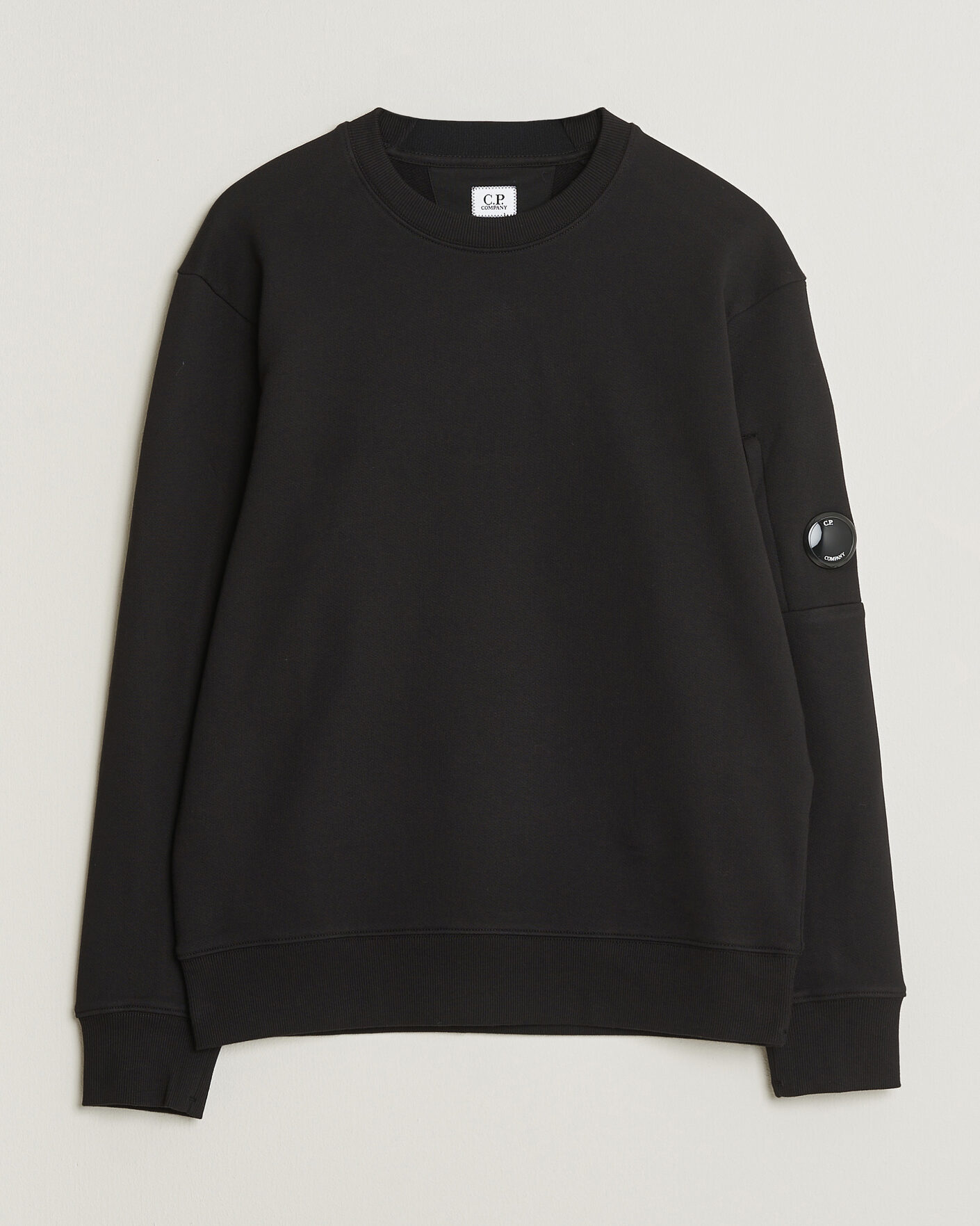 Homme | Pulls Et Tricots | C.P. Company | Diagonal Raised Fleece Lens Sweatshirt Black