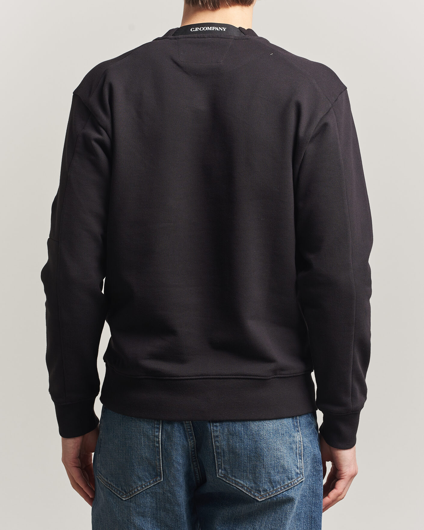 Homme | Pulls Et Tricots | C.P. Company | Diagonal Raised Fleece Lens Sweatshirt Black
