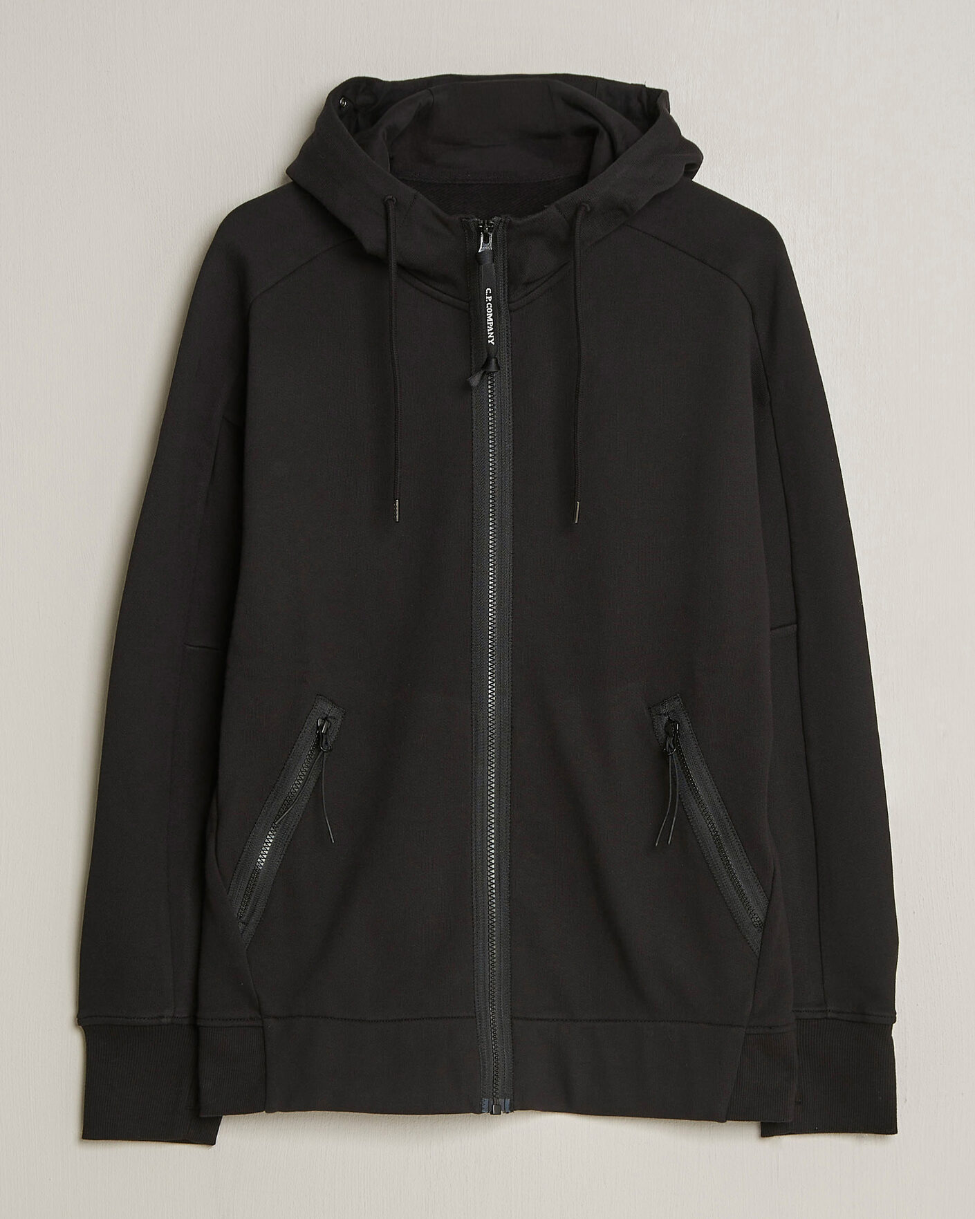 Homme | Pulls Et Tricots | C.P. Company | Diagonal Raised Fleece Full Zip Goggle Hoodie Black
