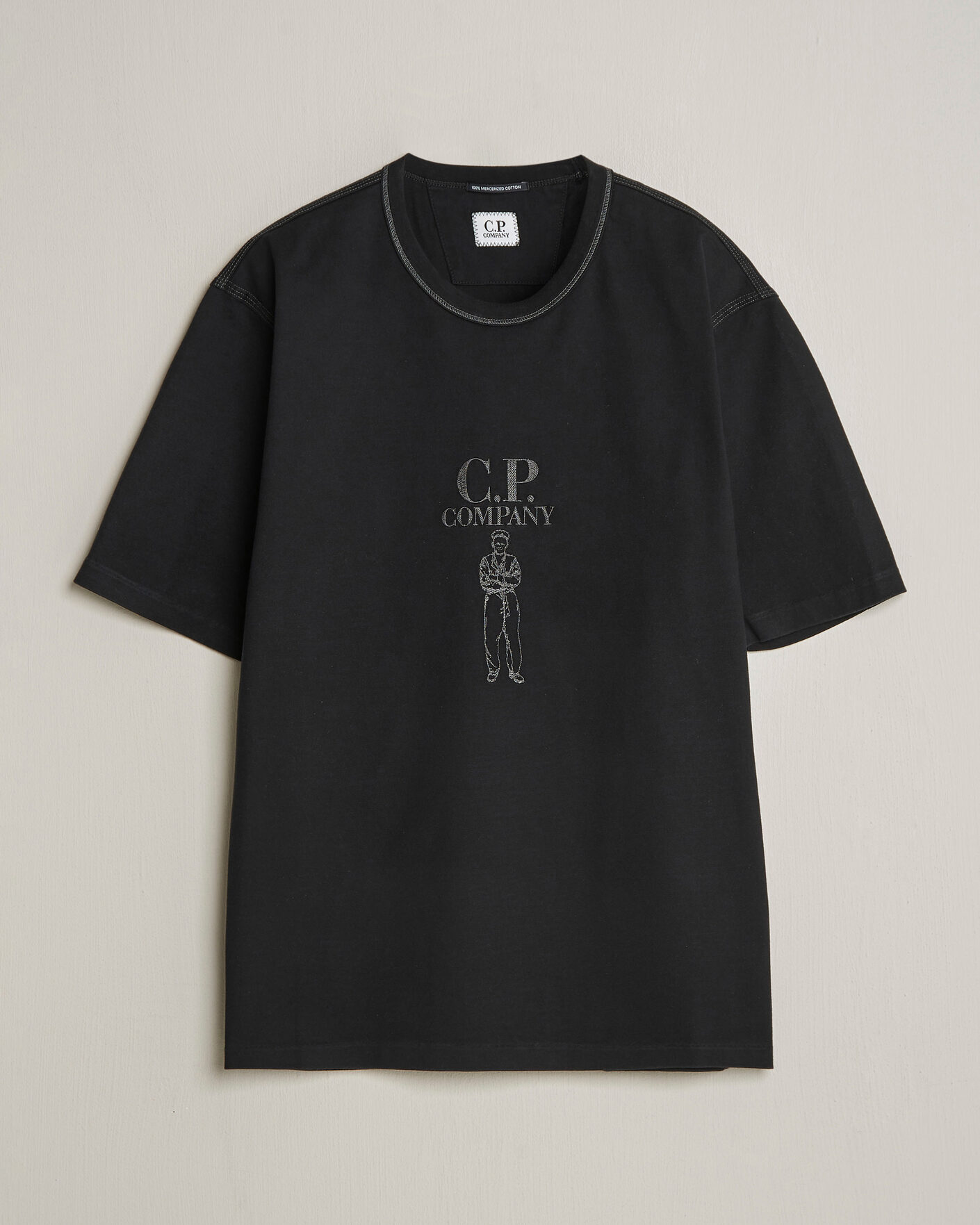 Homme | T-shirts | C.P. Company | Mercerized Heavy Cotton Chest Logo T-Shirt Black