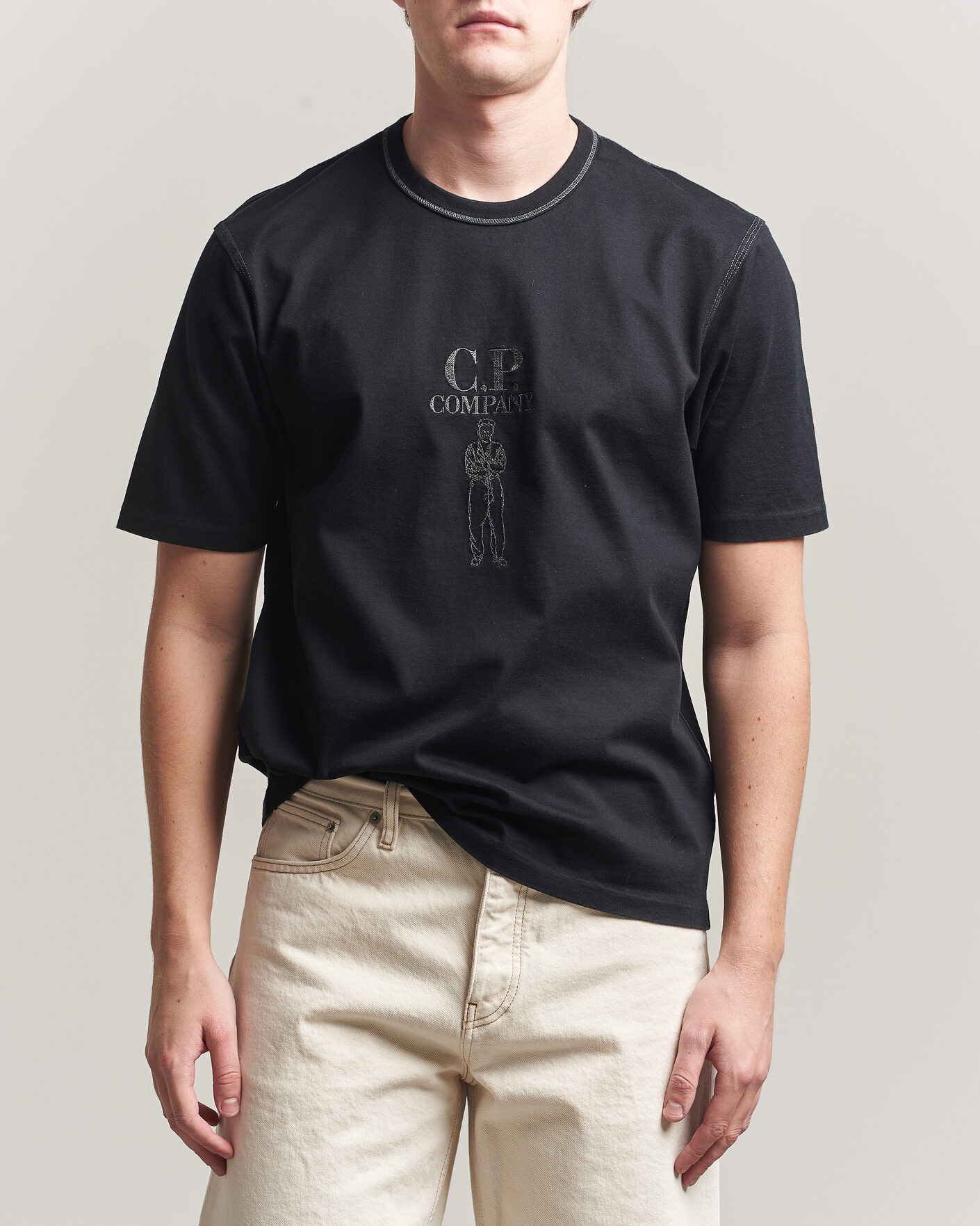 Homme | T-shirts | C.P. Company | Mercerized Heavy Cotton Chest Logo T-Shirt Black