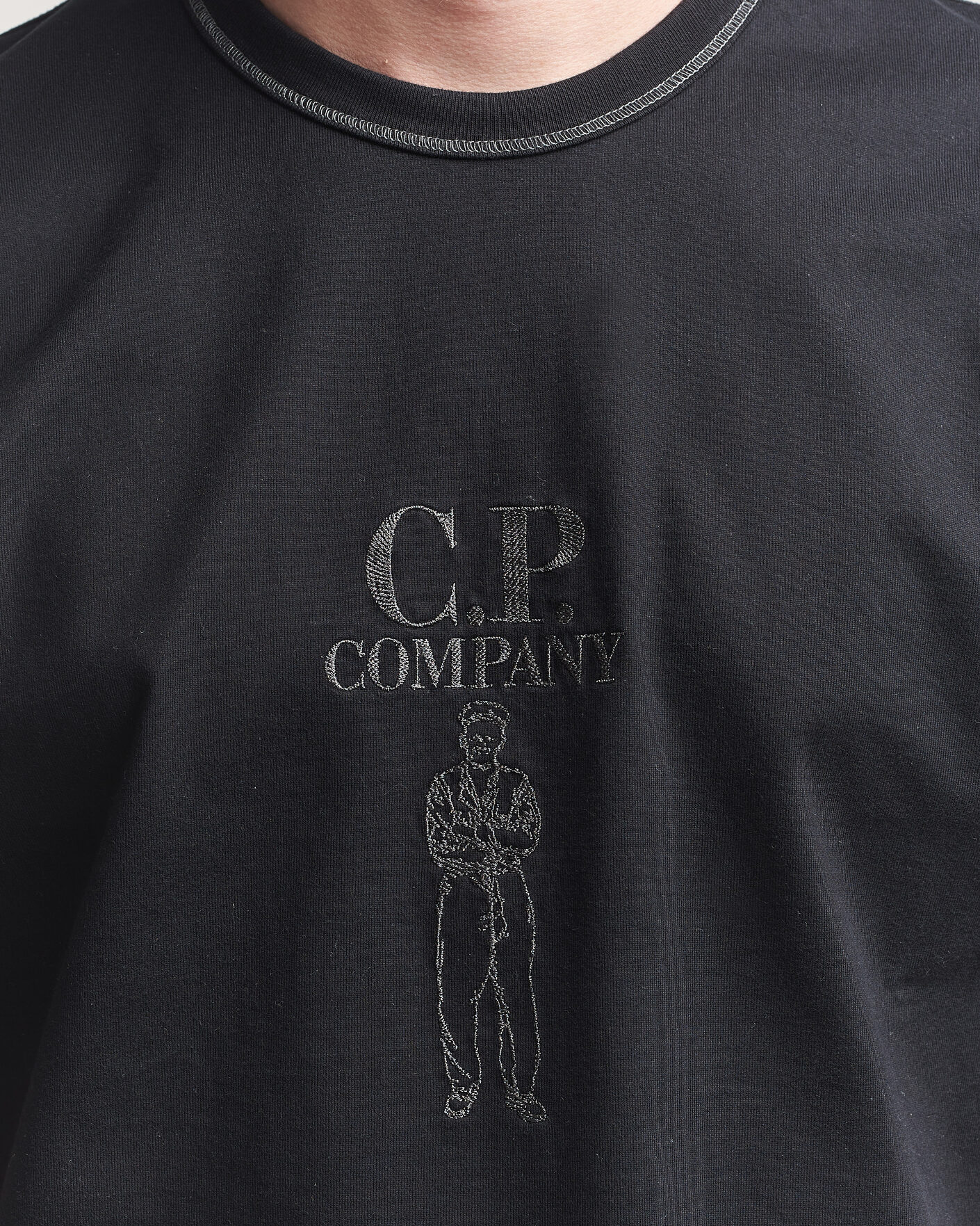 Homme | T-shirts | C.P. Company | Mercerized Heavy Cotton Chest Logo T-Shirt Black