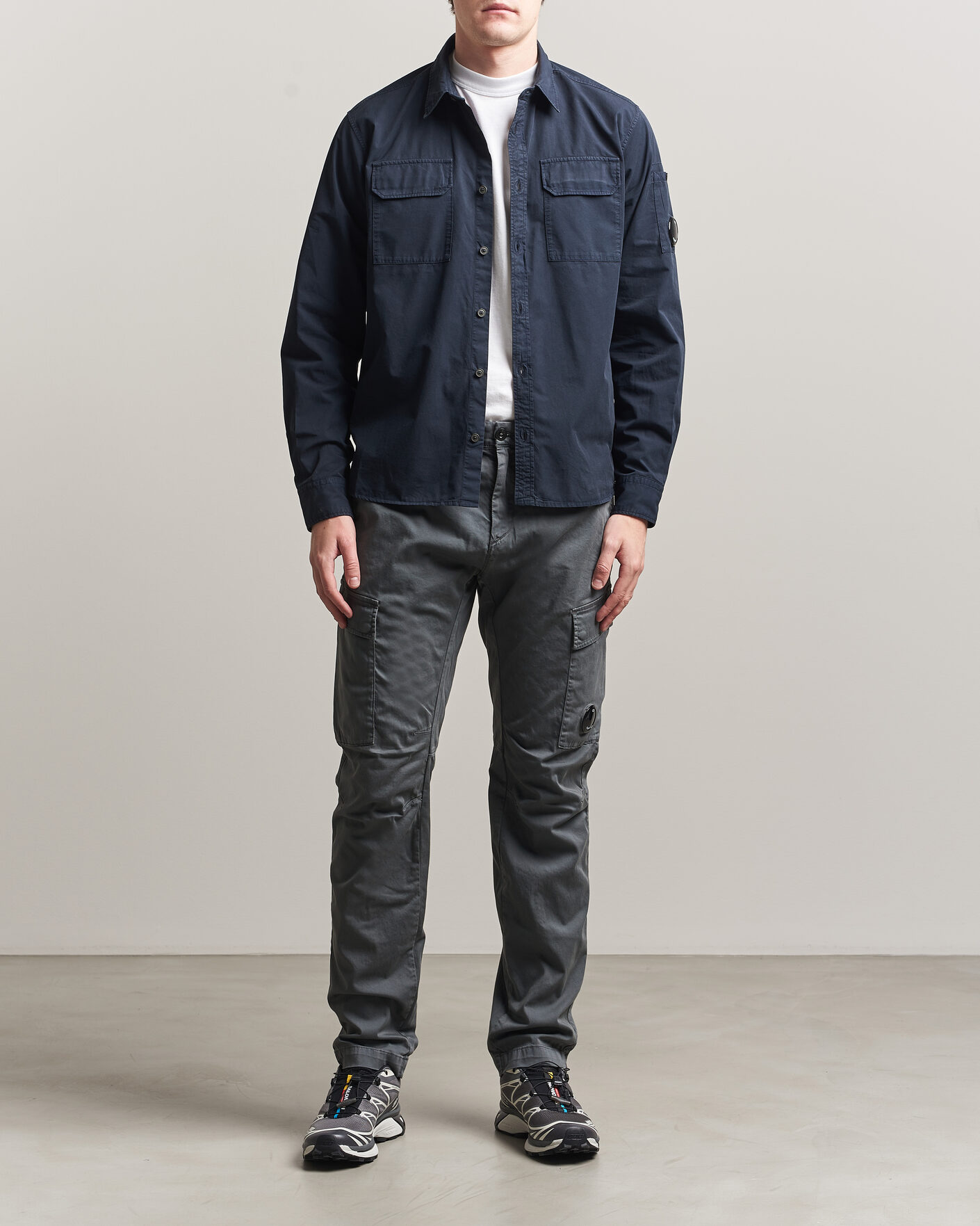 Homme | Pantalons | C.P. Company | Satin Stretch Cargo Pants Dark Grey