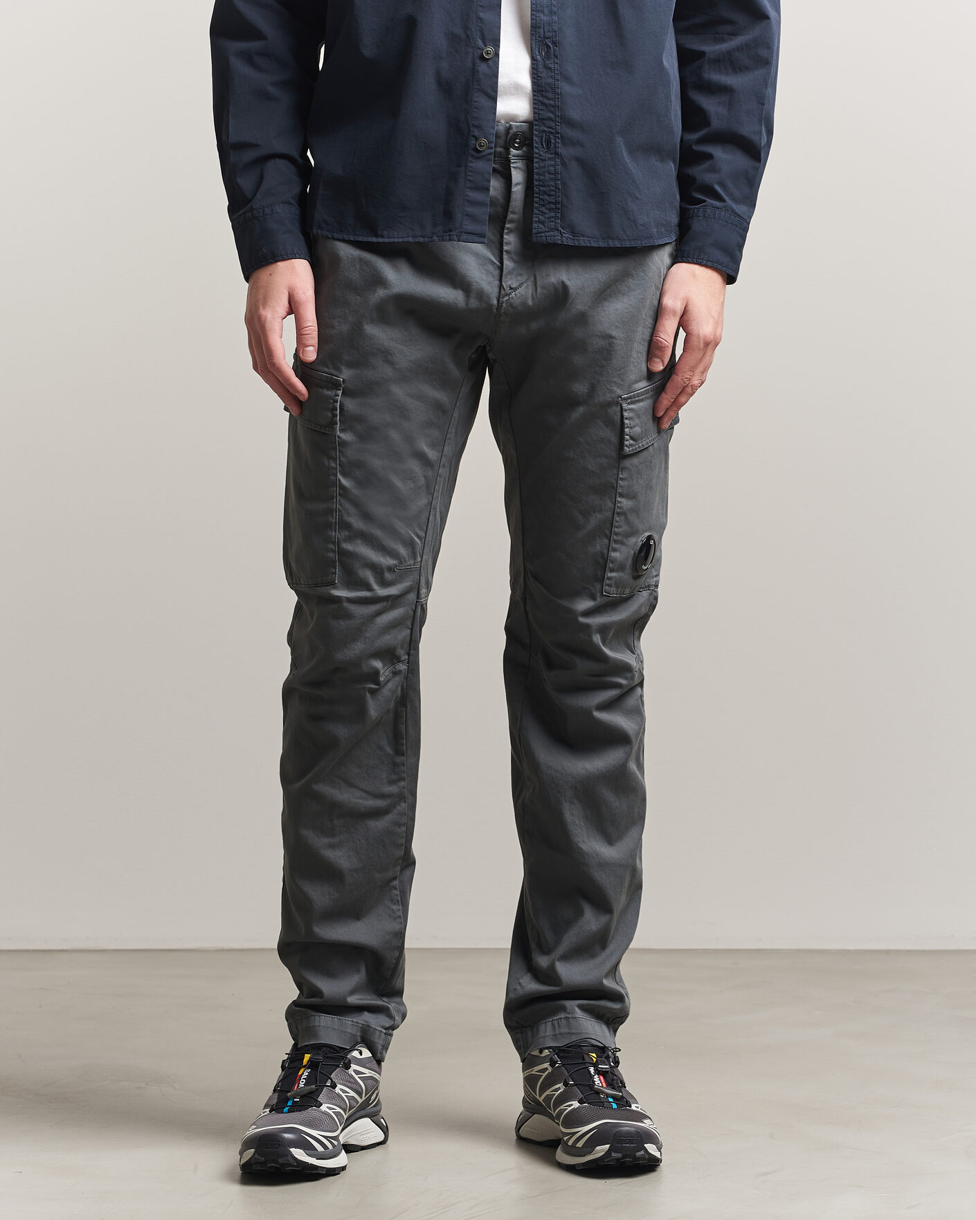 Homme | Pantalons | C.P. Company | Satin Stretch Cargo Pants Dark Grey