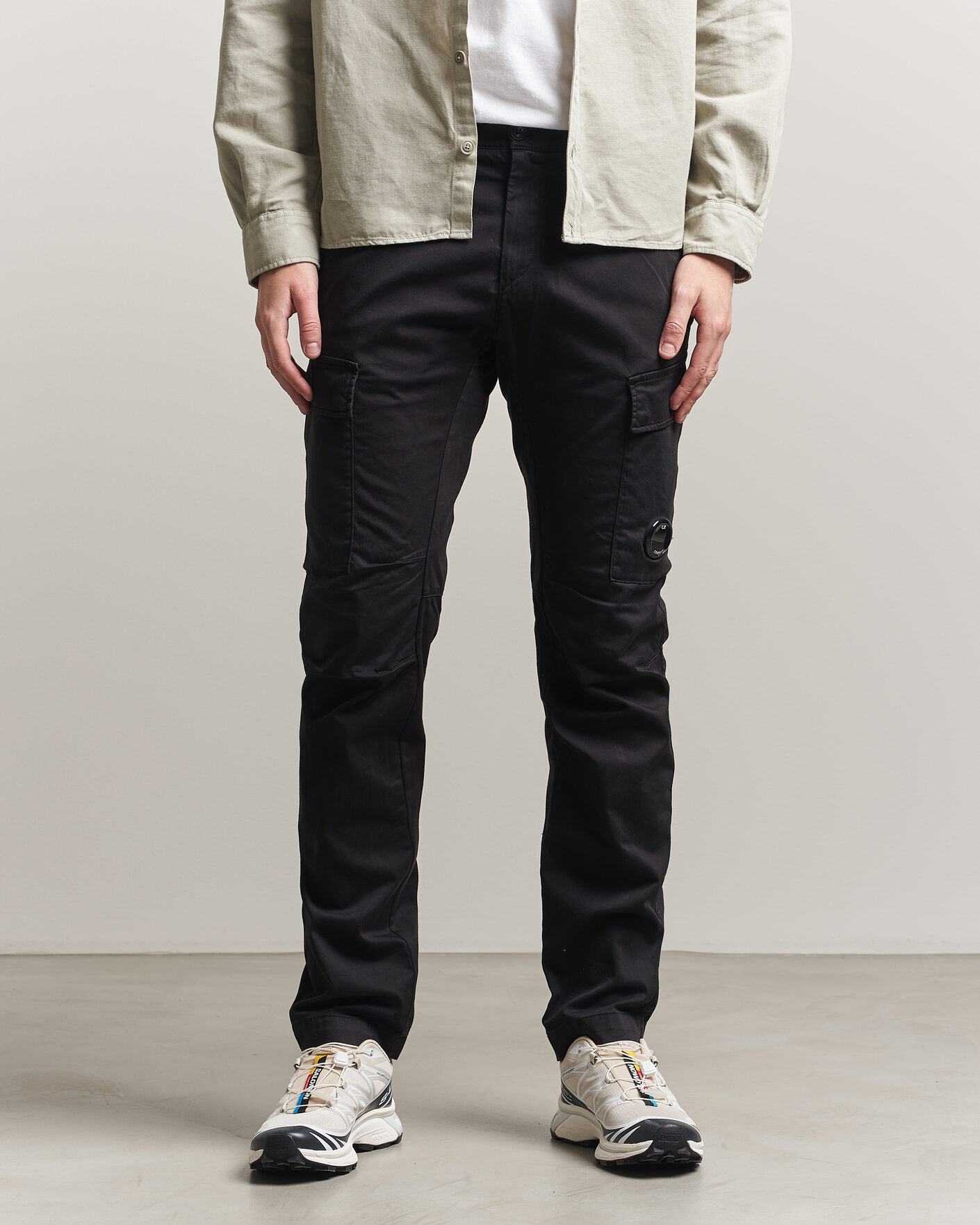 Homme | Pantalons | C.P. Company | Satin Stretch Cargo Pants Black