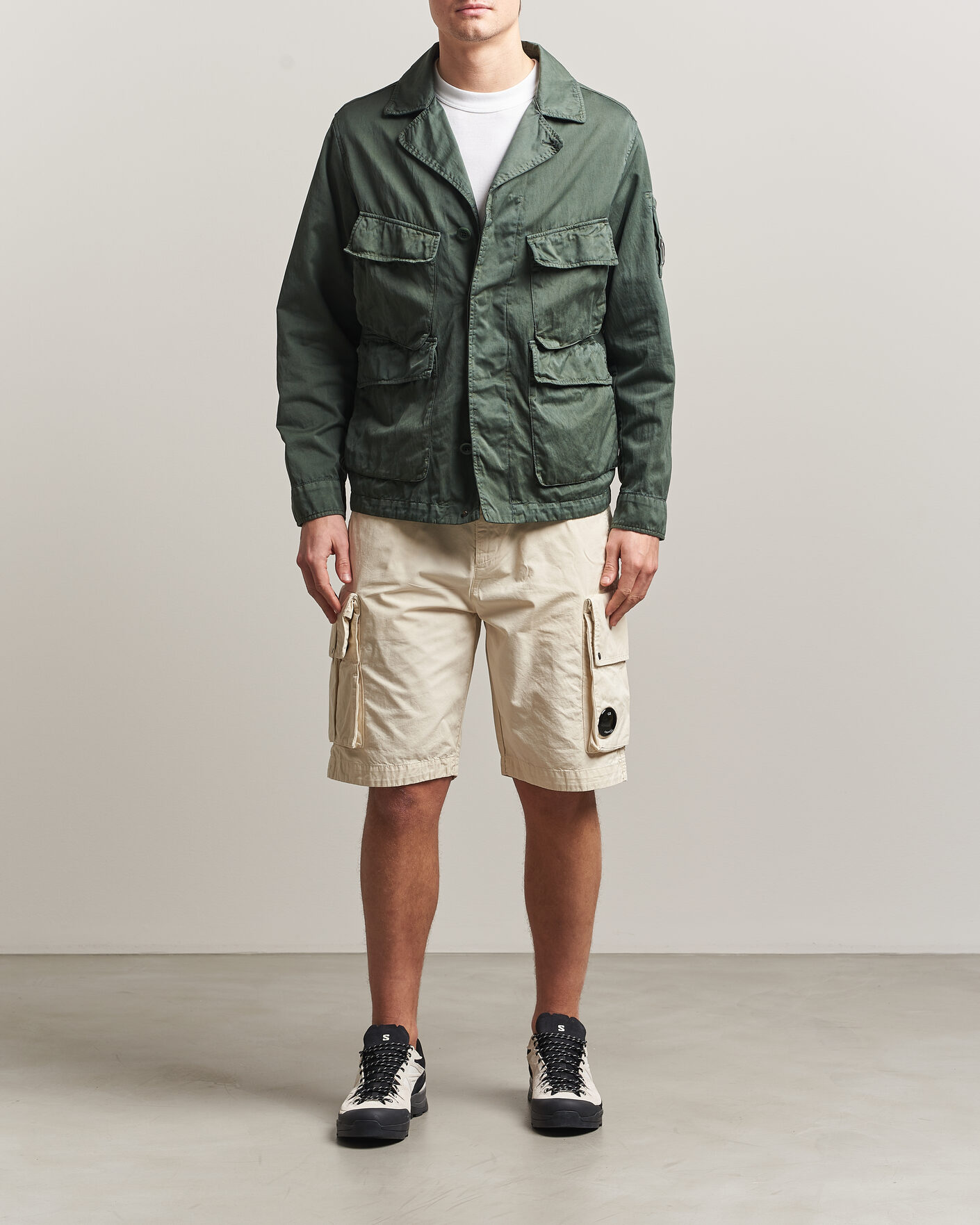 Homme | Shorts | C.P. Company | Cotton Gabardine Cargo Shorts Cream