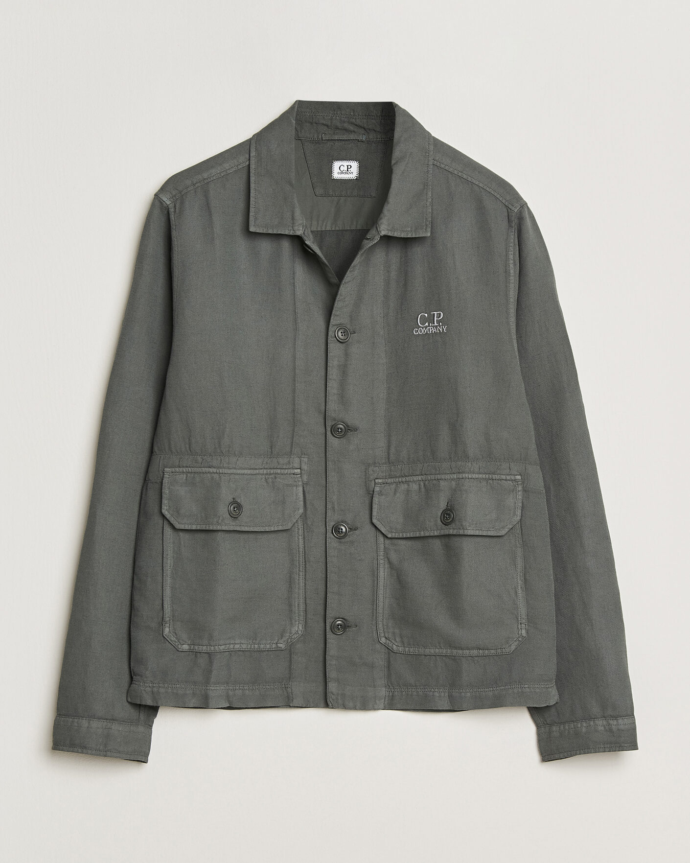 Homme | Chemises | C.P. Company | Broken Twill Linen/Cotton Overshirt Olive