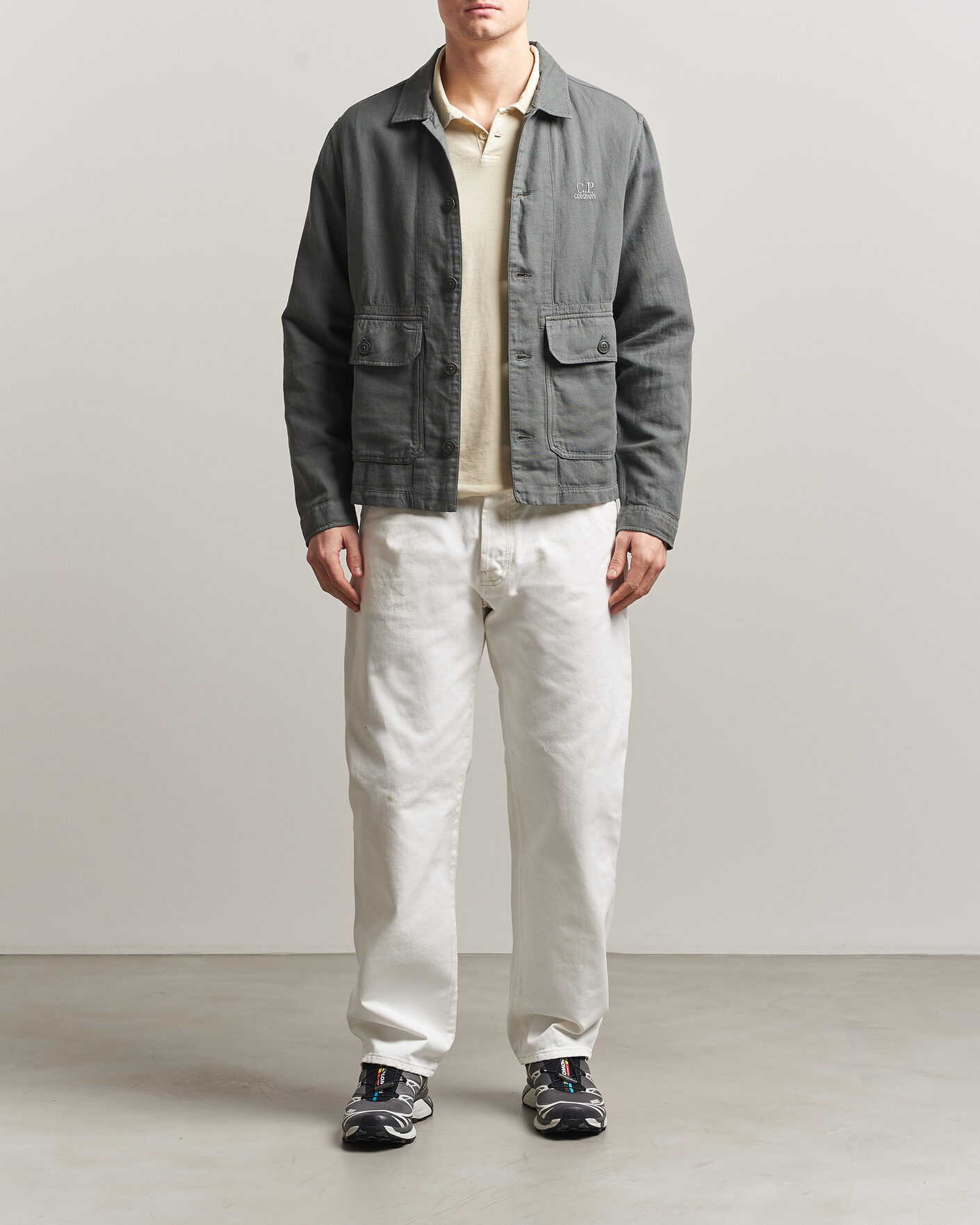 Homme | Chemises | C.P. Company | Broken Twill Linen/Cotton Overshirt Olive