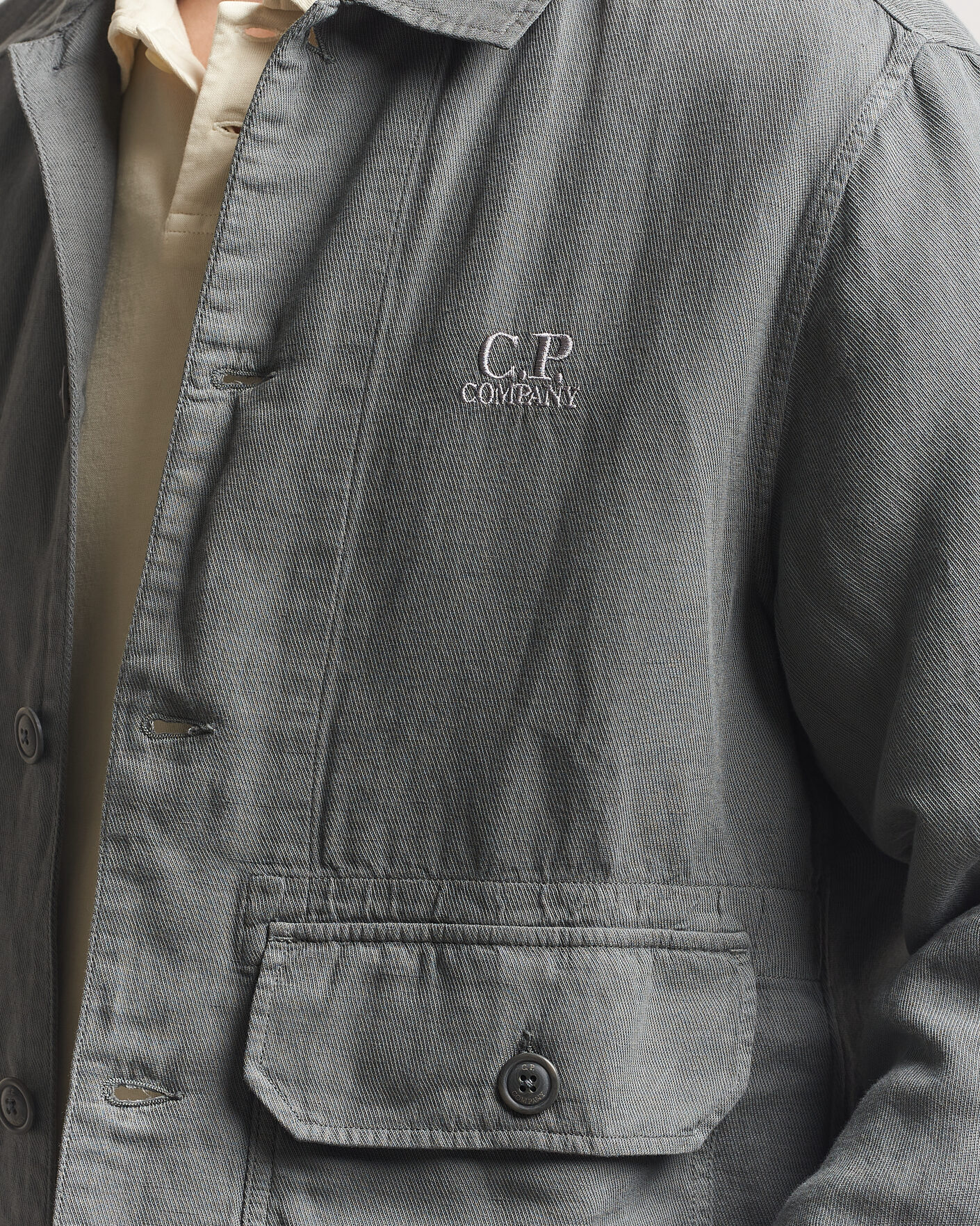 Homme | Chemises | C.P. Company | Broken Twill Linen/Cotton Overshirt Olive