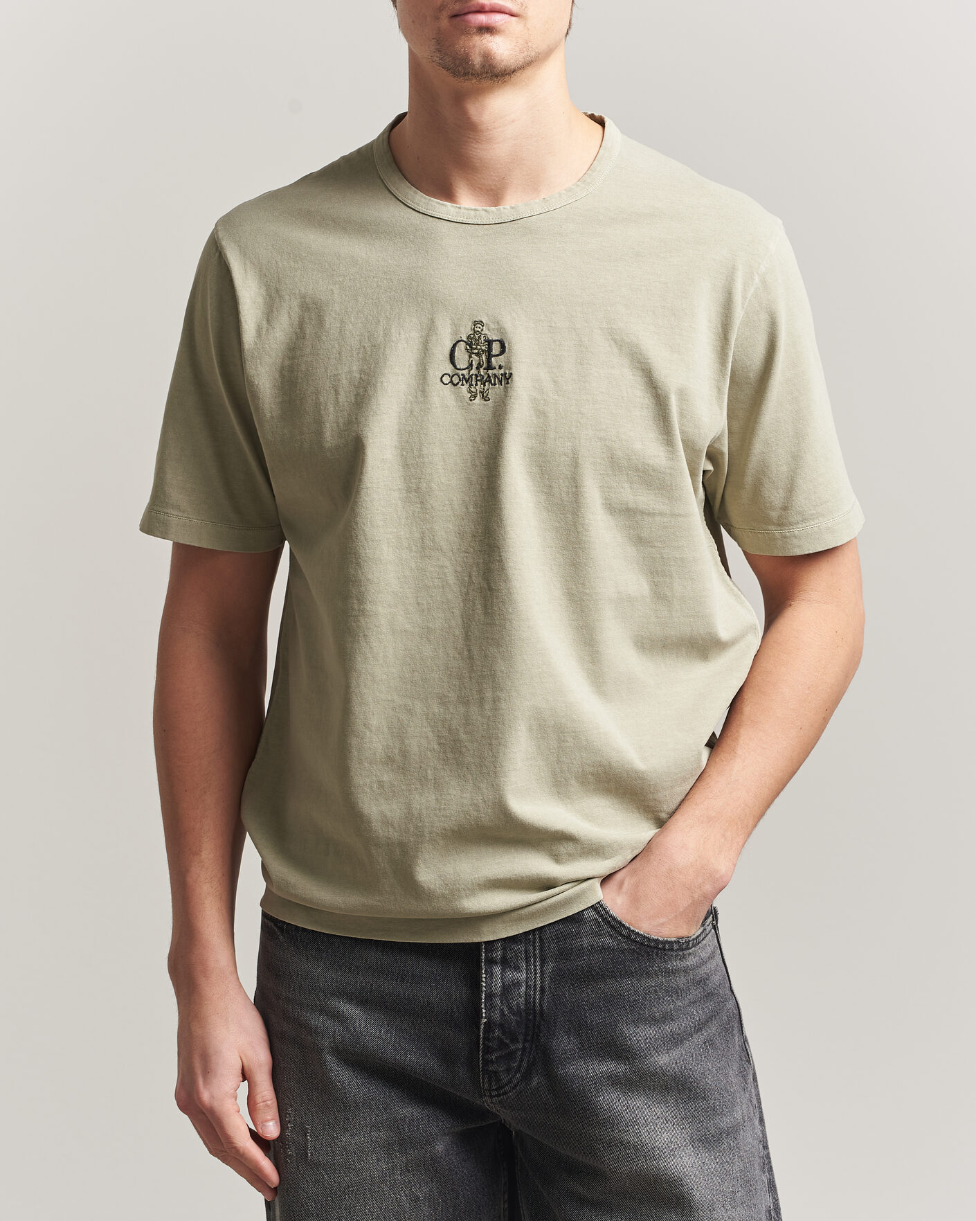 Homme | T-shirts | C.P. Company | Back Printed Cotton T-Shirt Washed Green