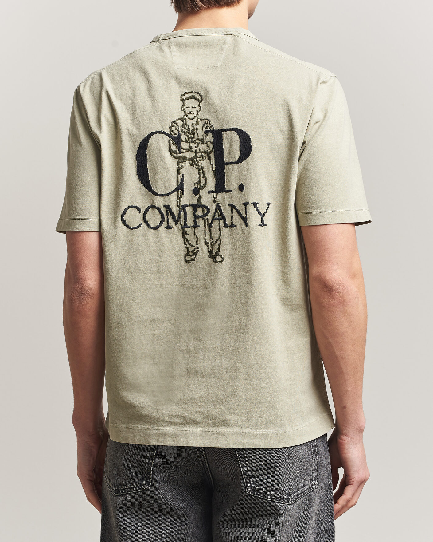 Homme | T-shirts | C.P. Company | Back Printed Cotton T-Shirt Washed Green