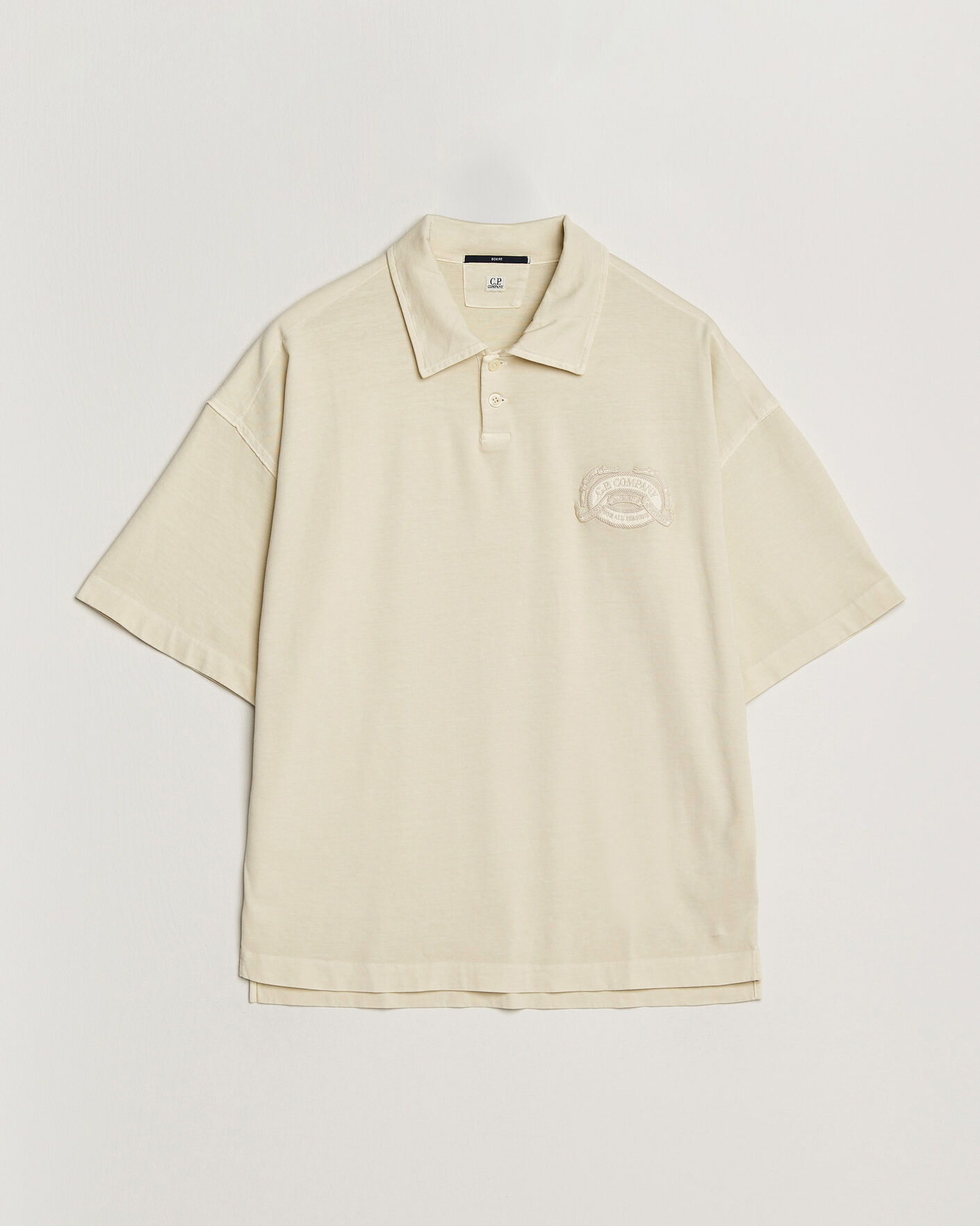 Homme | Polos | C.P. Company | Boxy Fit Cotton Logo Polo Cream